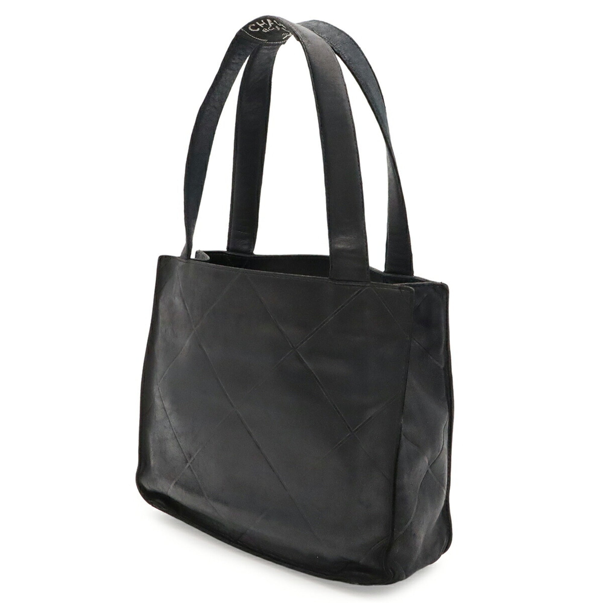 Chanel Black Leather Handbag Tote Bag (Pre-Owned)