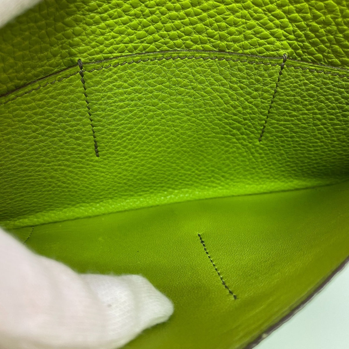 Hermes Green Taurillon Clemence Leather Long Wallet (Bi-Fold) (Pre-Owned)