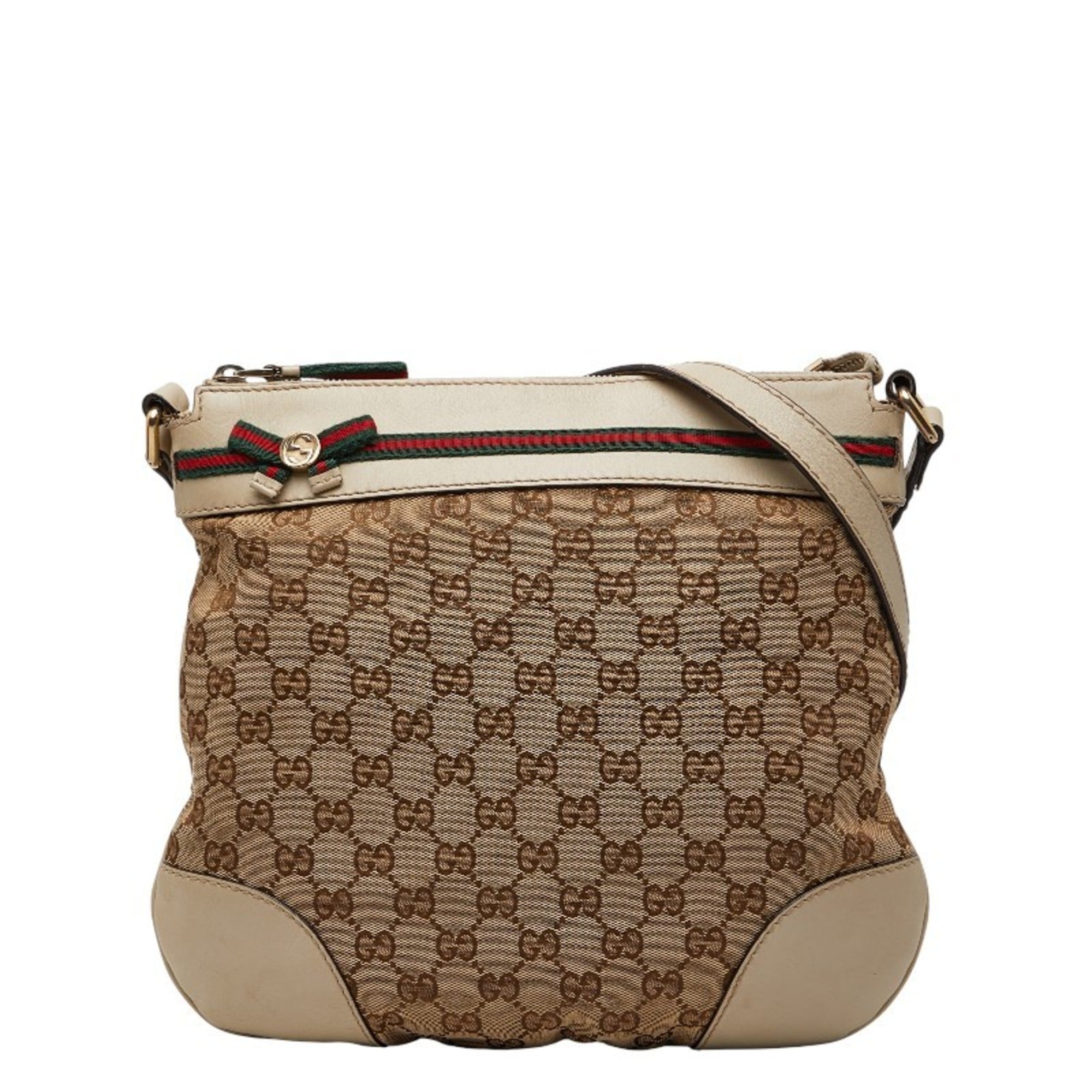 Gucci Beige Multi-Color Canvas Leather Pochette Shoulder Bag (Pre-Owned)