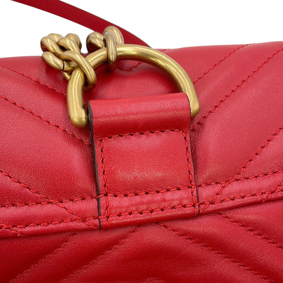 Gucci Red Color Leather Backpack Handbag (Pre-Owned)