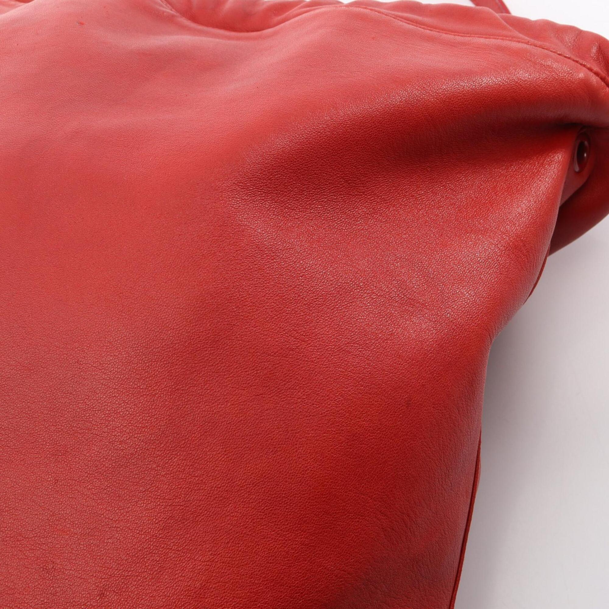 Saint Laurent Red Color Leather Handbag Pouch Shoulder Bag (Pre-Owned)