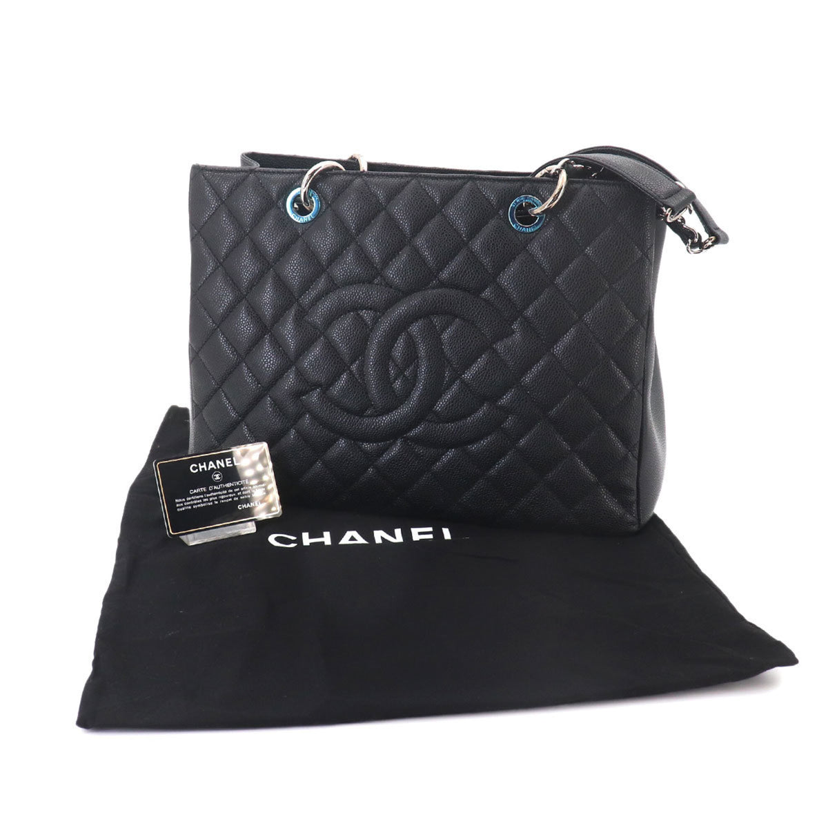 Chanel Matelasse Black Grained Calfskin Handbag Tote Bag (Pre-Owned)