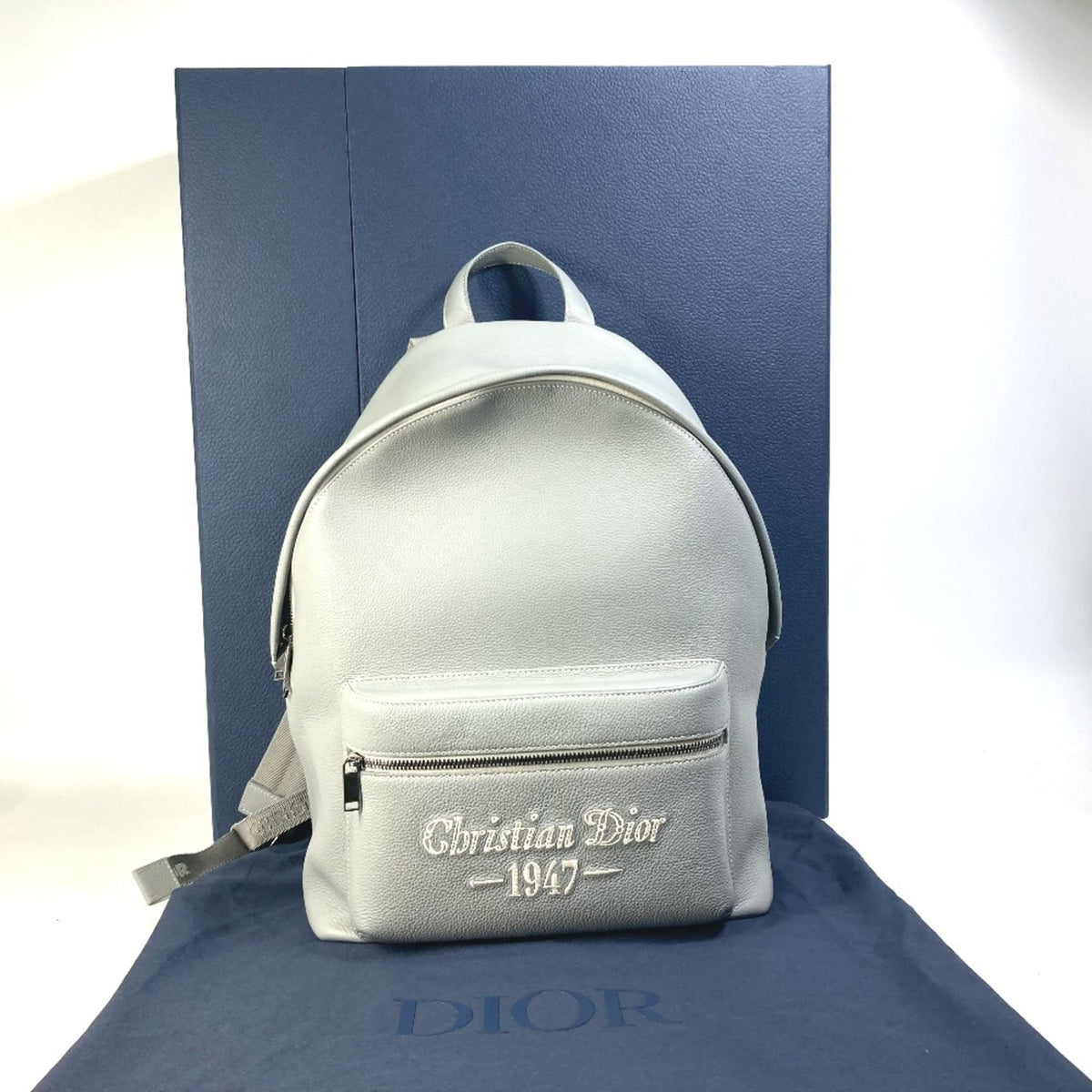 Christian Dior Gray Leather Backpack (Pre-Owned)