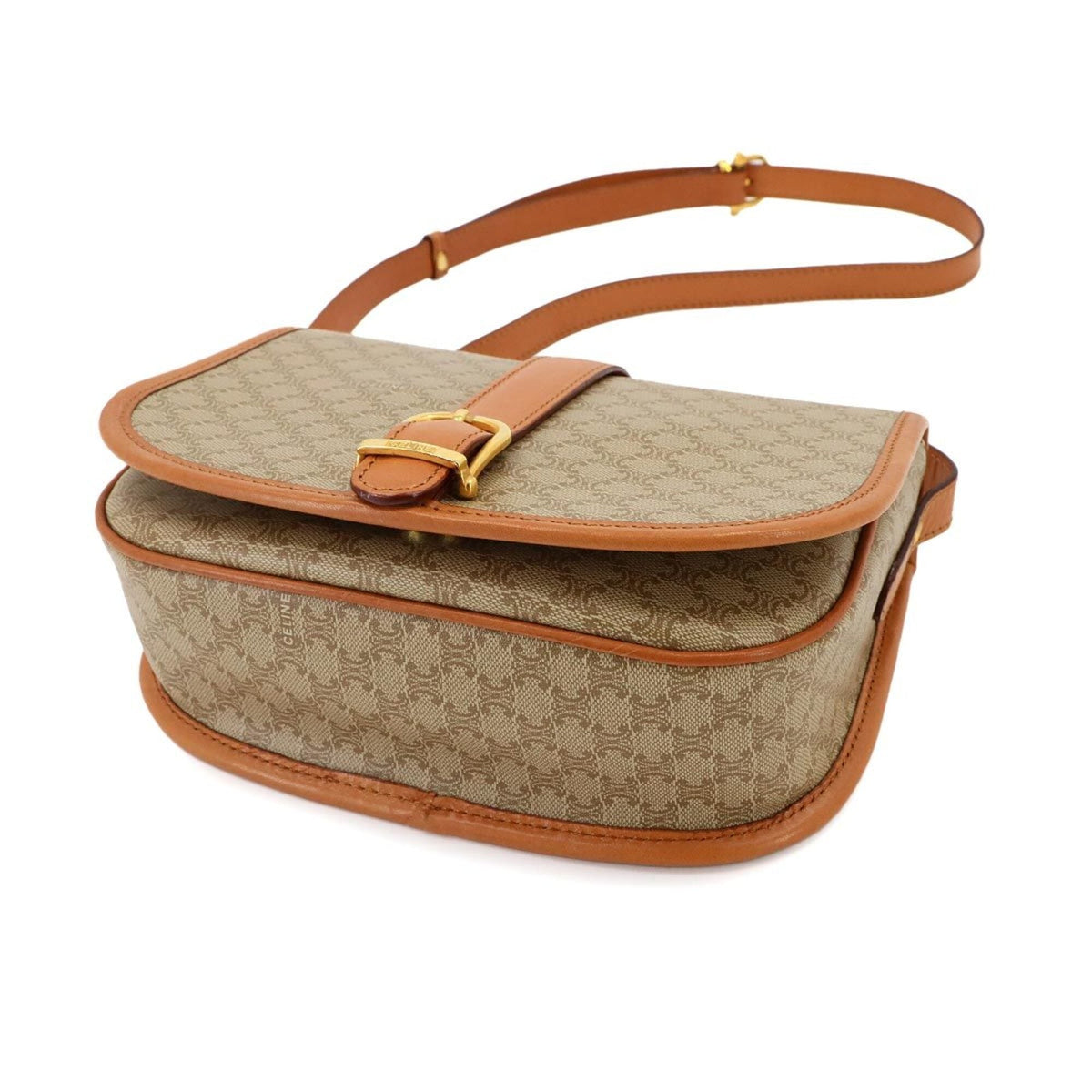 Celine Beige Beige Gold Pvc Leather Handbag Shoulder Bag (Pre-Owned)
