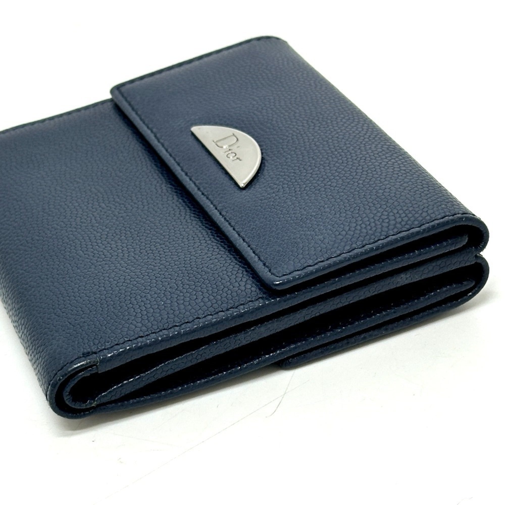 Christian Dior Navy Leather Wallet (Bi-Fold) (Pre-Owned)