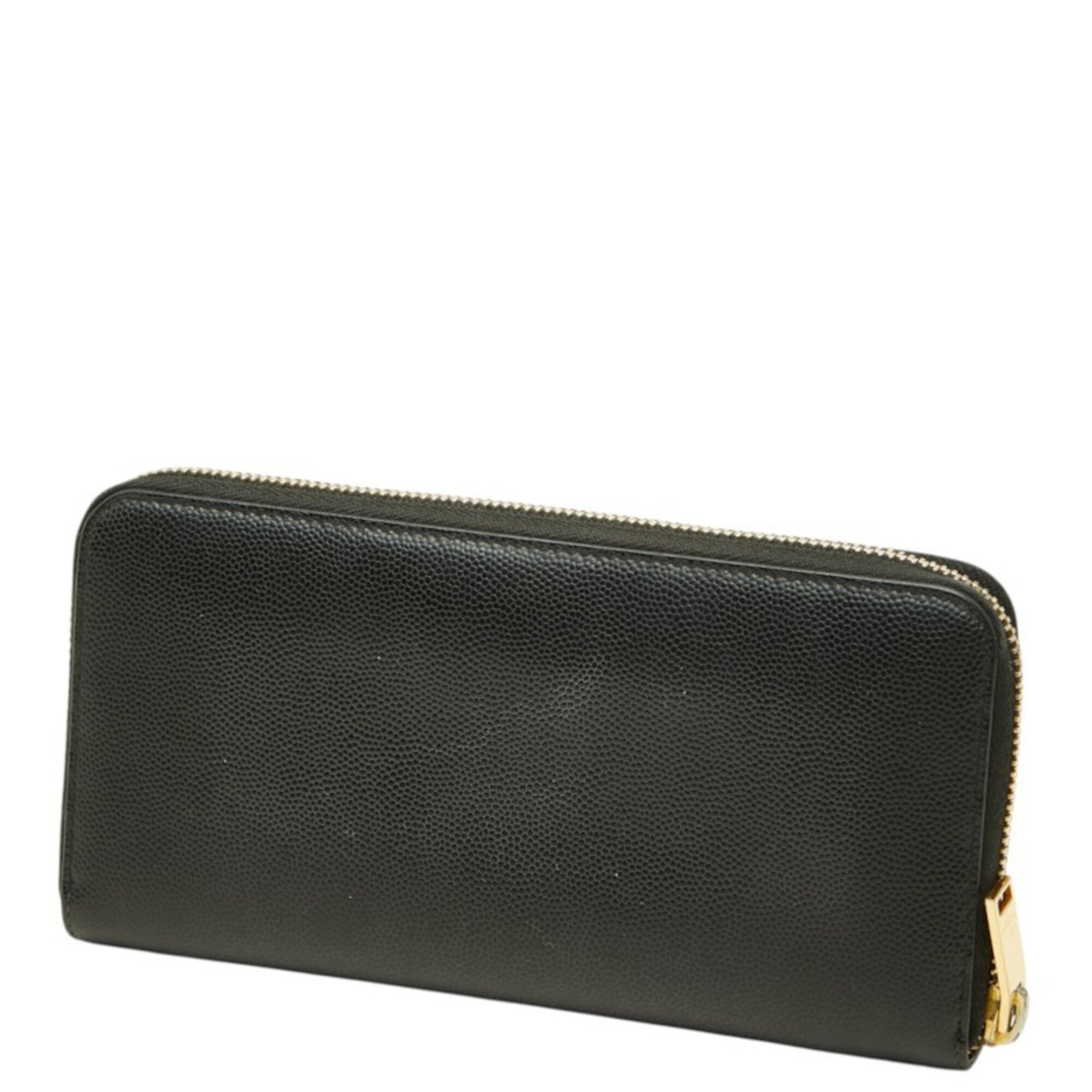 Saint Laurent Black Leather Long Wallet (Bi-Fold) (Pre-Owned)