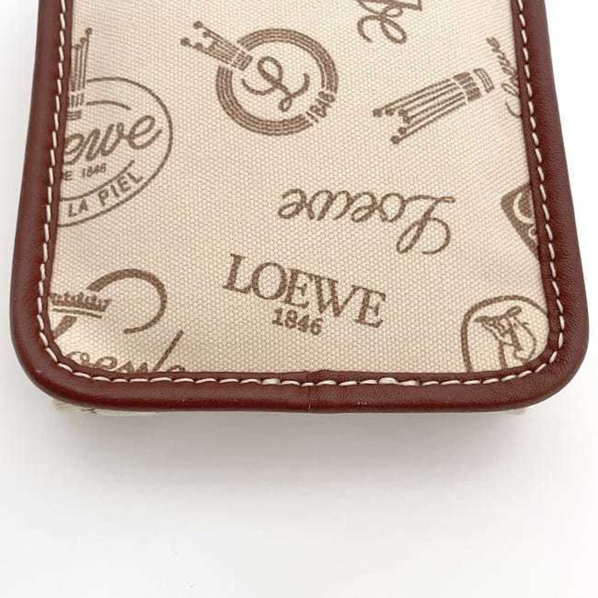 Loewe Beige Brown Canvas Leather Shoulder Bag (Pre-Owned)