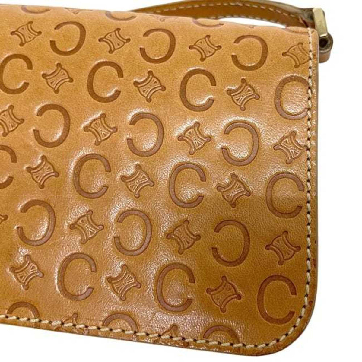 Celine Macadam Beige Leather Shoulder Bag (Pre-Owned)