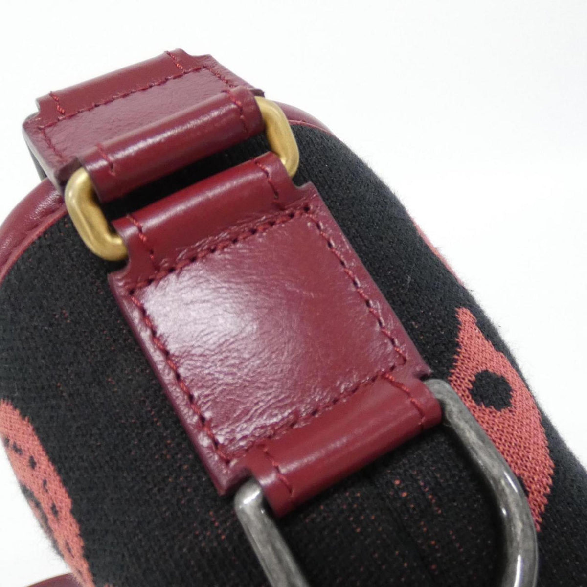Chanel Black Red Color Canvas Leather Shoulder Bag (Pre-Owned)