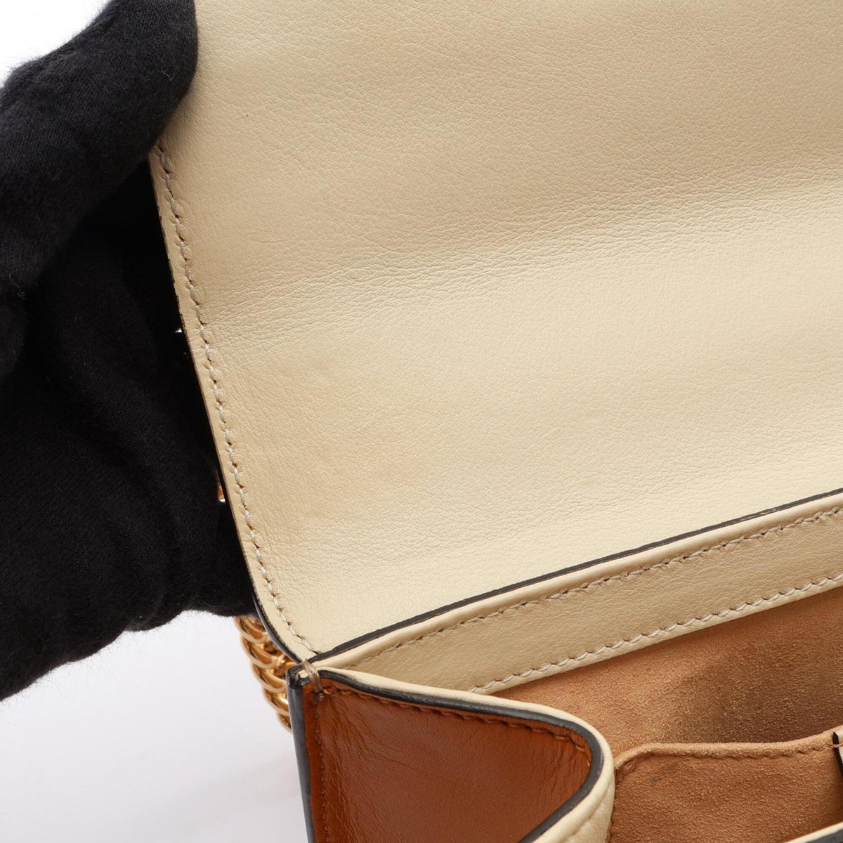 Gucci Beige Brown Ivory Pvc Leather Handbag Shoulder Bag (Pre-Owned)