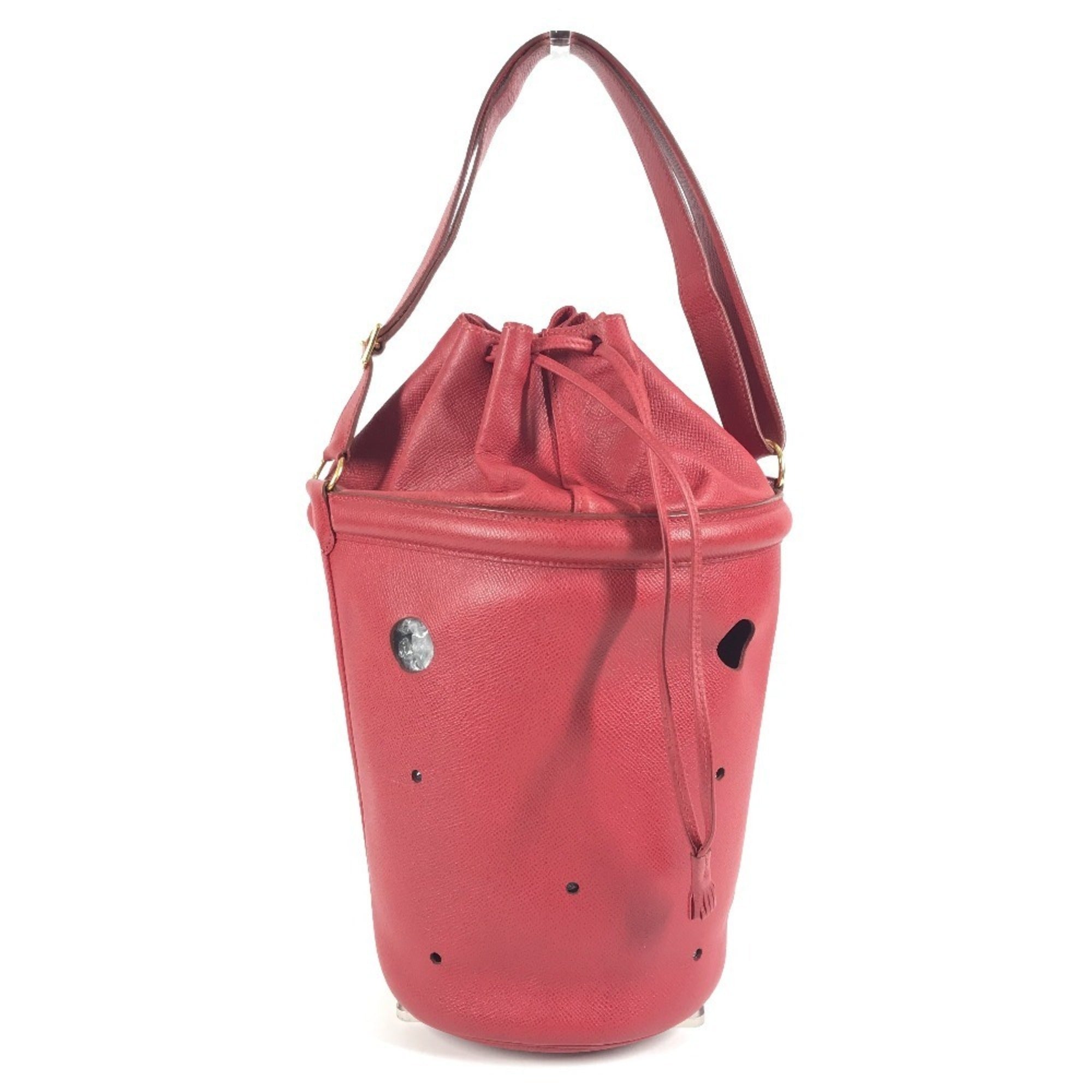 Hermes Red Color Courchevel Leather Shoulder Bag (Pre-Owned)