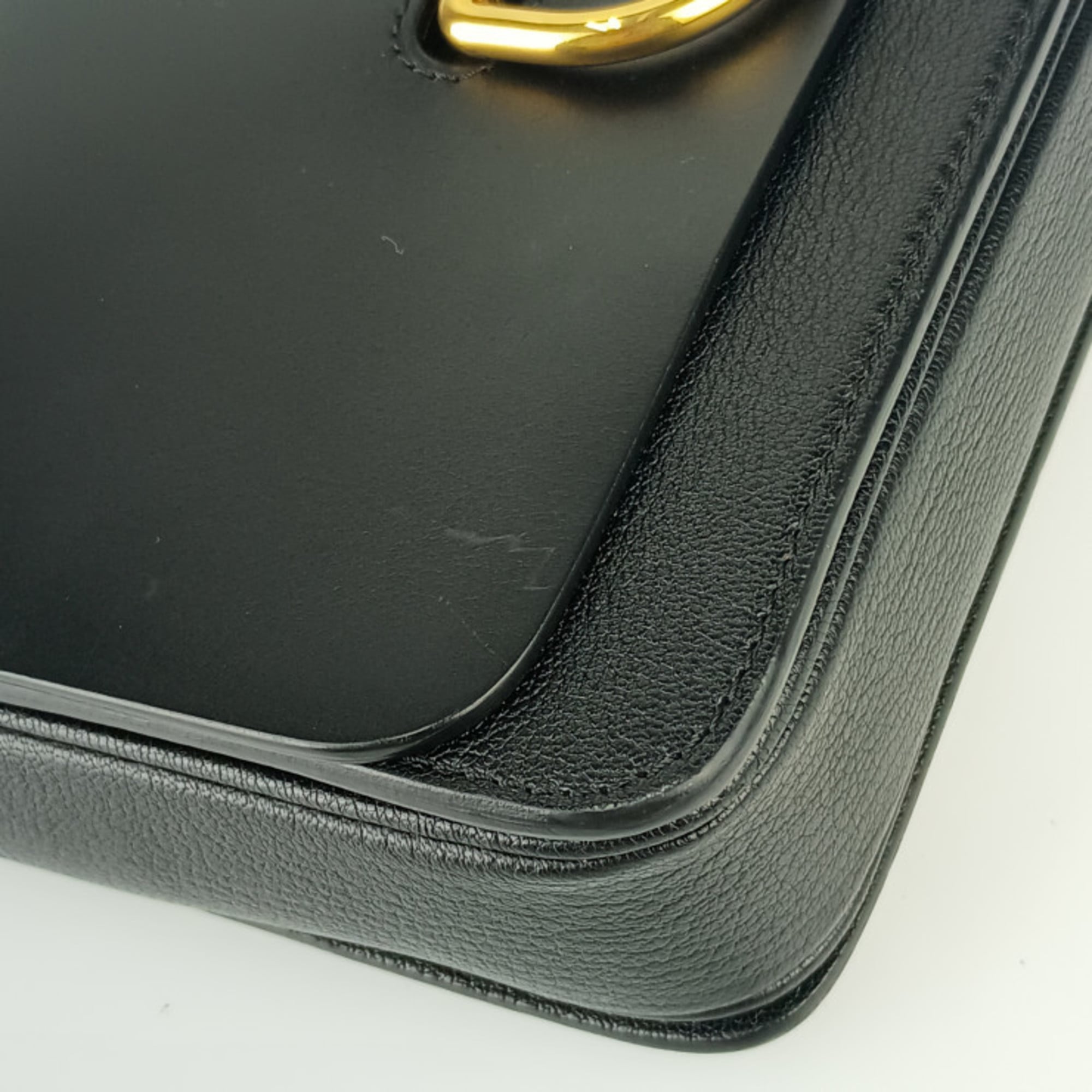 Burberry Black Leather Handbag Shoulder Bag (Pre-Owned)