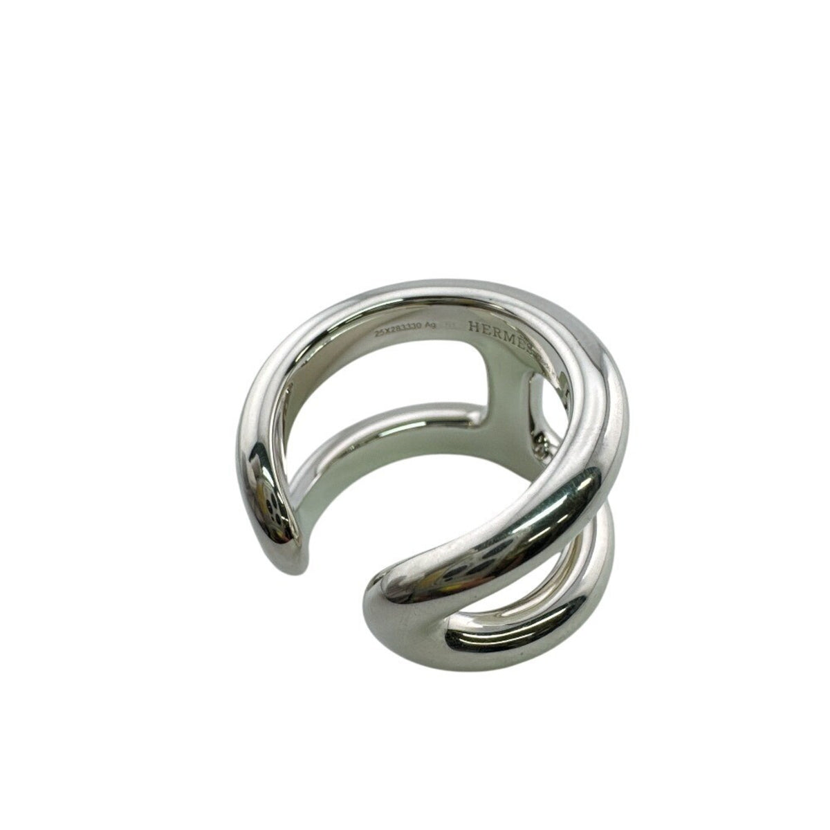 Hermes Silver Silver 925 Band Ring (Pre-Owned)