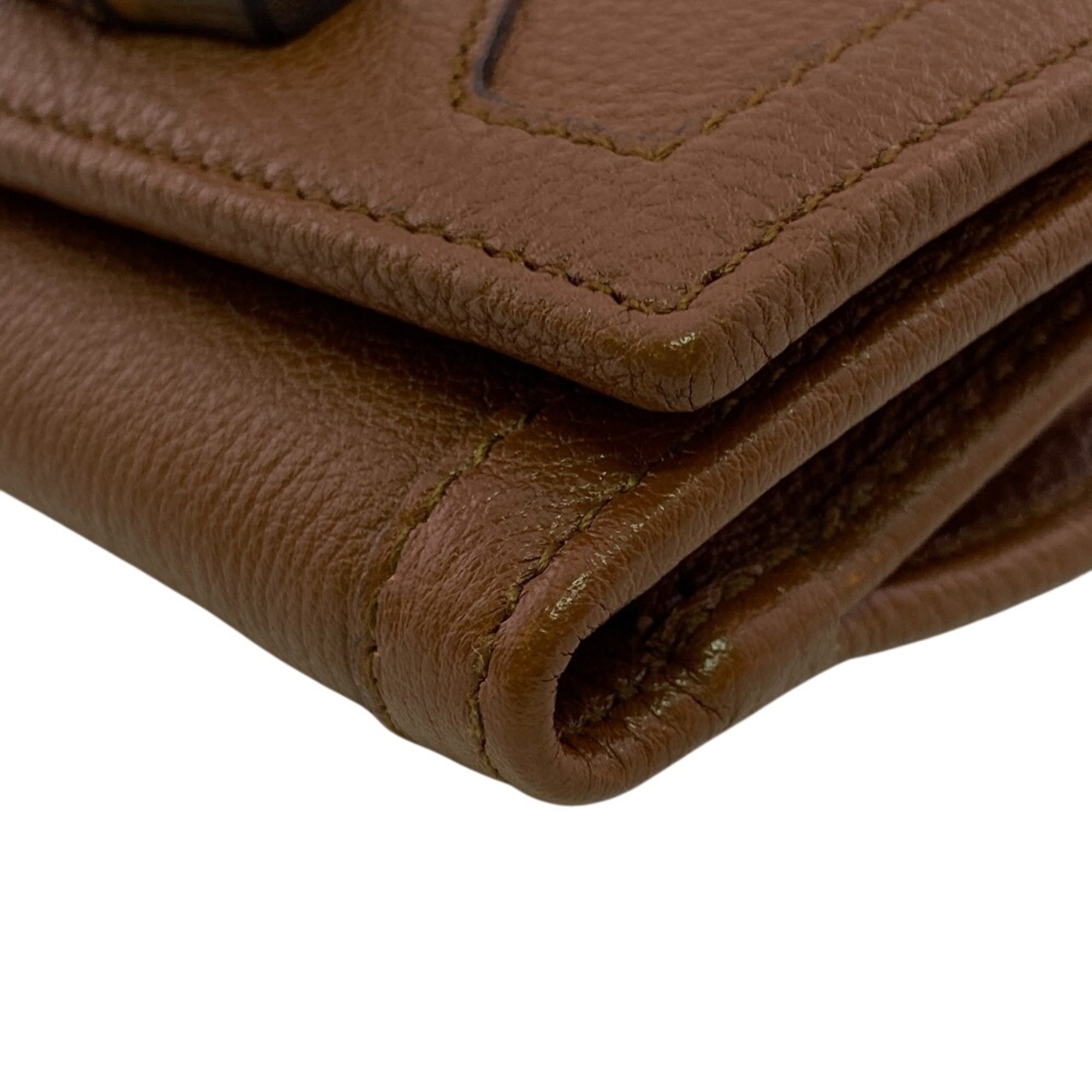 Gucci Bamboo Brown Leather Wallet (Tri-Fold) (Pre-Owned)