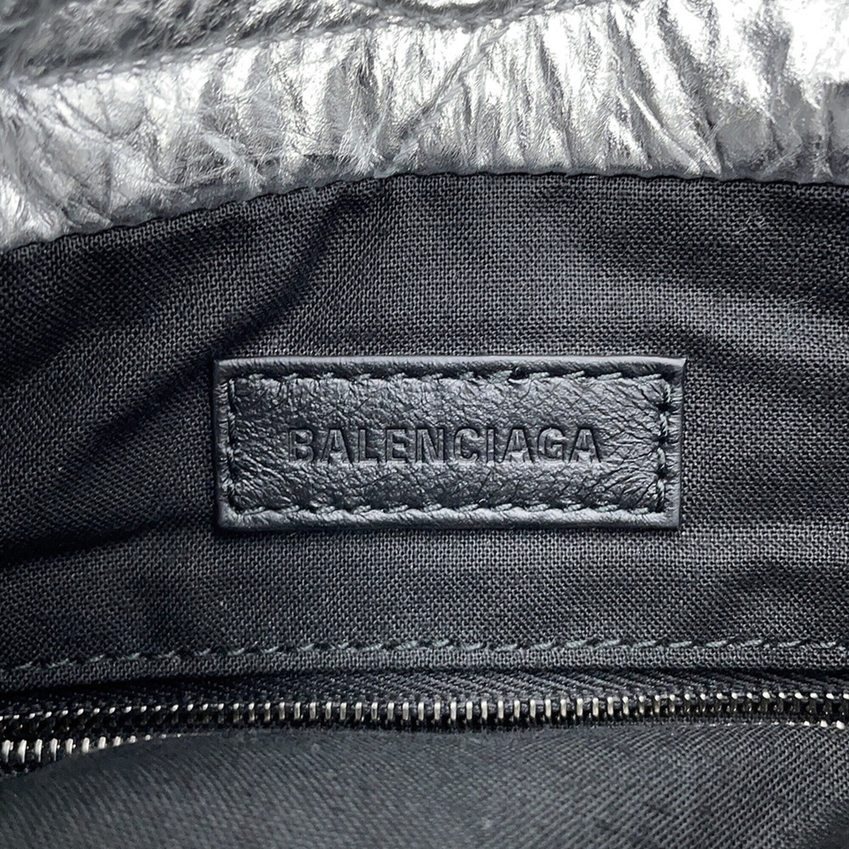 Balenciaga Silver Leather Handbag Shoulder Bag Tote Bag (Pre-Owned)