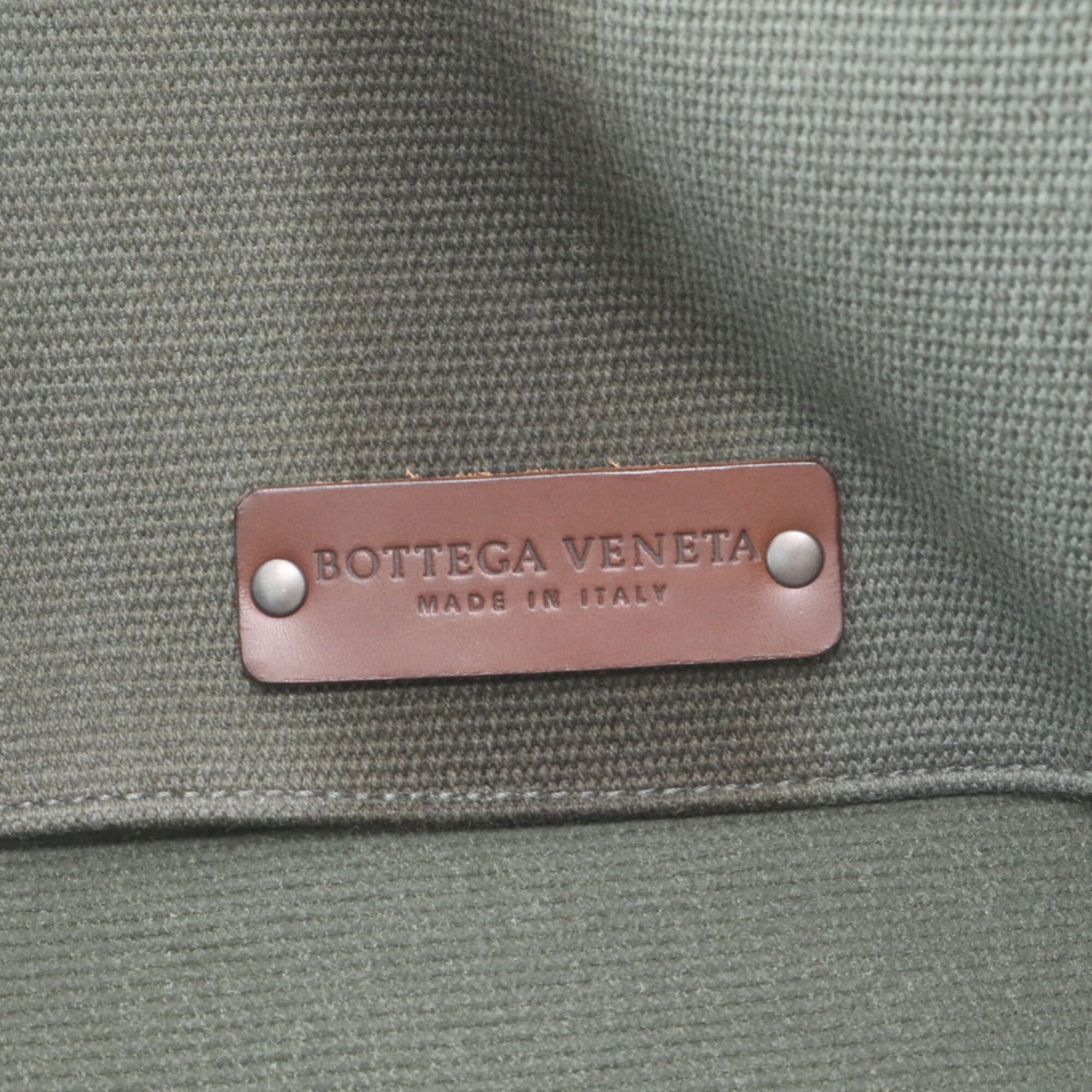 Bottega Veneta Green Leather Canvas Shoulder Bag Tote Bag (Pre-Owned)