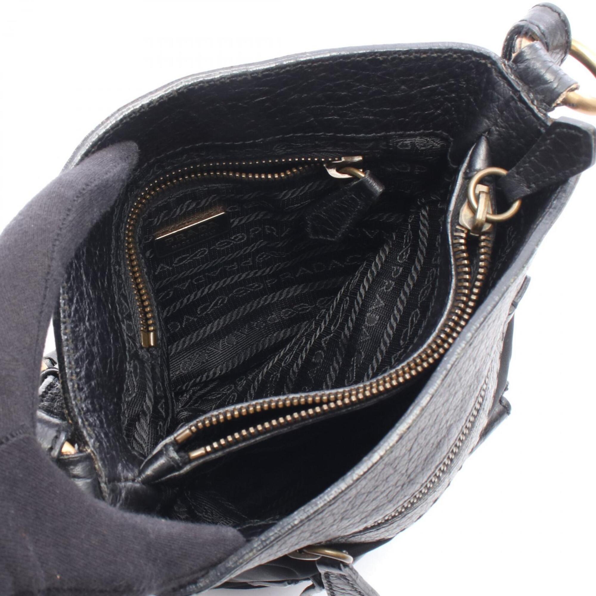 Prada Black Nylon Leather Handbag (Pre-Owned)