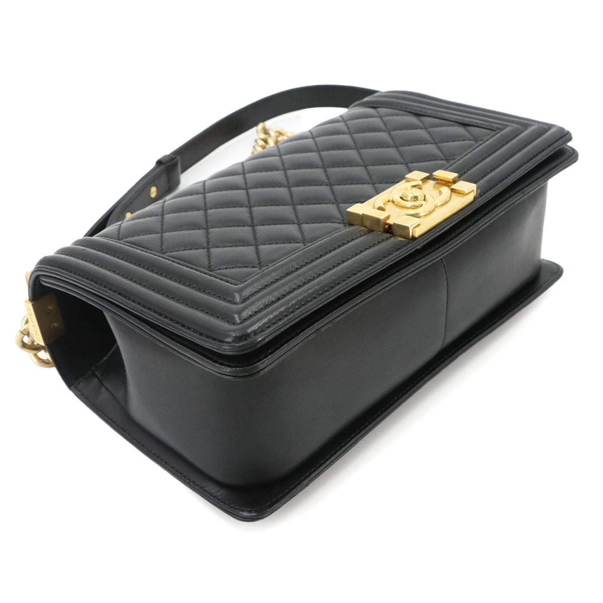 Chanel Black Leather Handbag Shoulder Bag (Pre-Owned)
