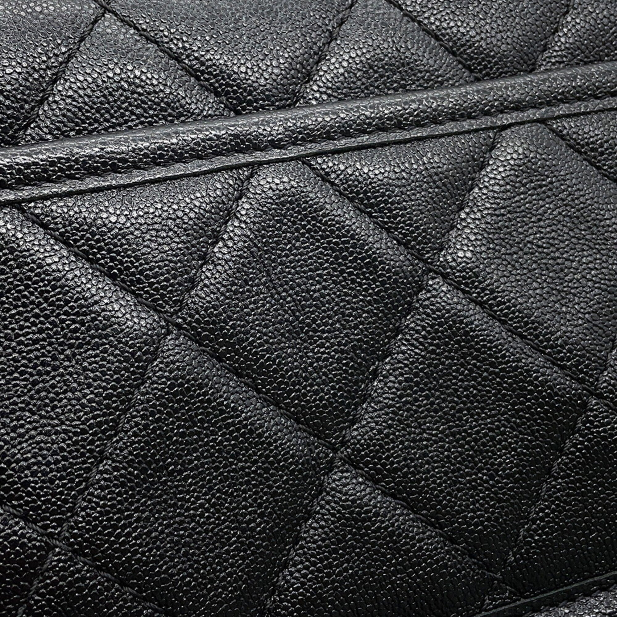 Chanel Black Leather Handbag Shoulder Bag (Pre-Owned)