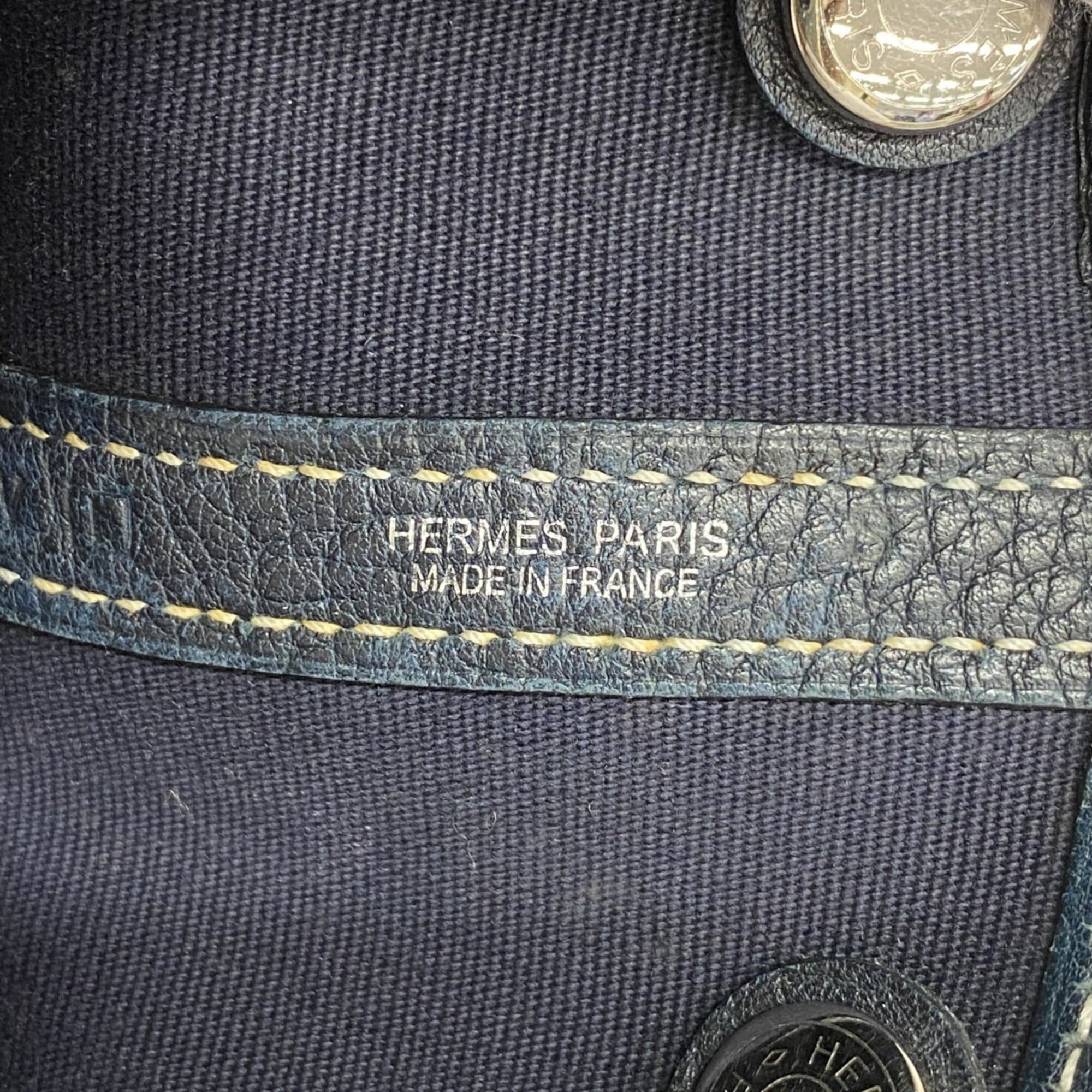 Hermes Navy Toile Officier Handbag (Pre-Owned)