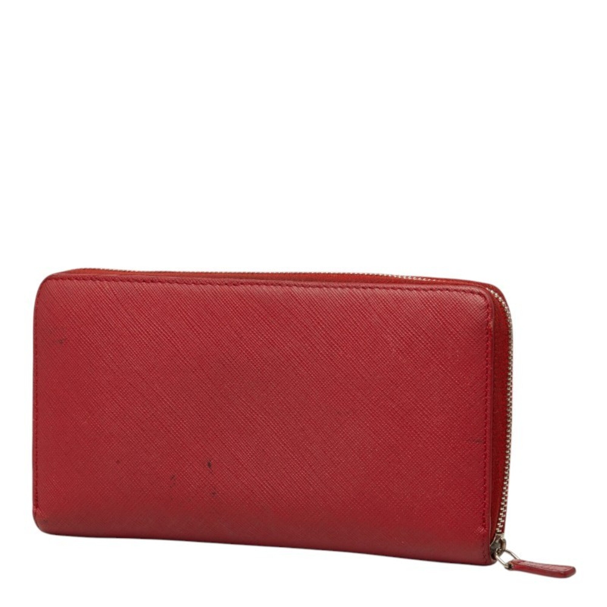 Celine Red Color Leather Long Wallet (Bi-Fold) (Pre-Owned)
