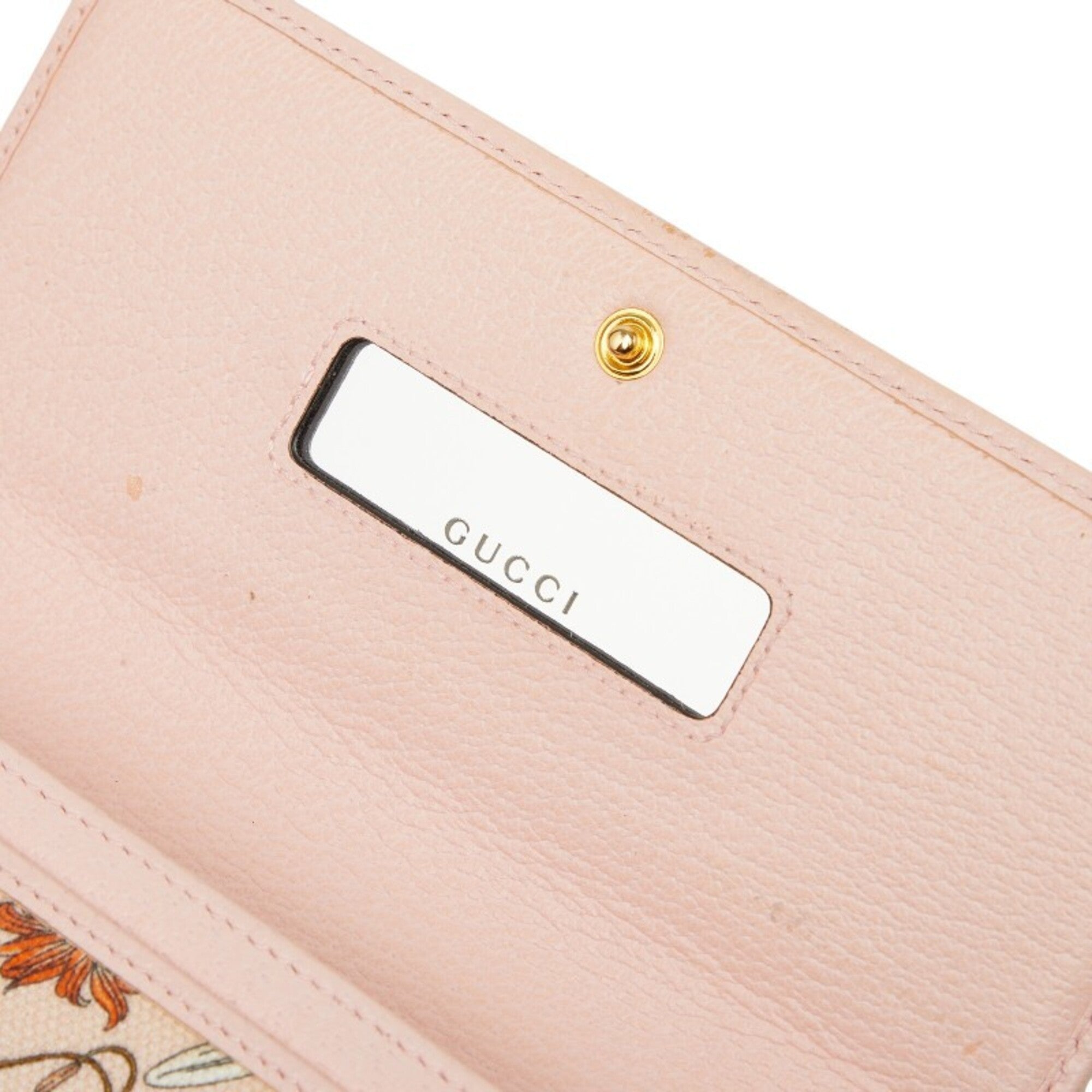 Gucci Multi-Color Pink Canvas Leather Chain/Shoulder Wallet (Pre-Owned)