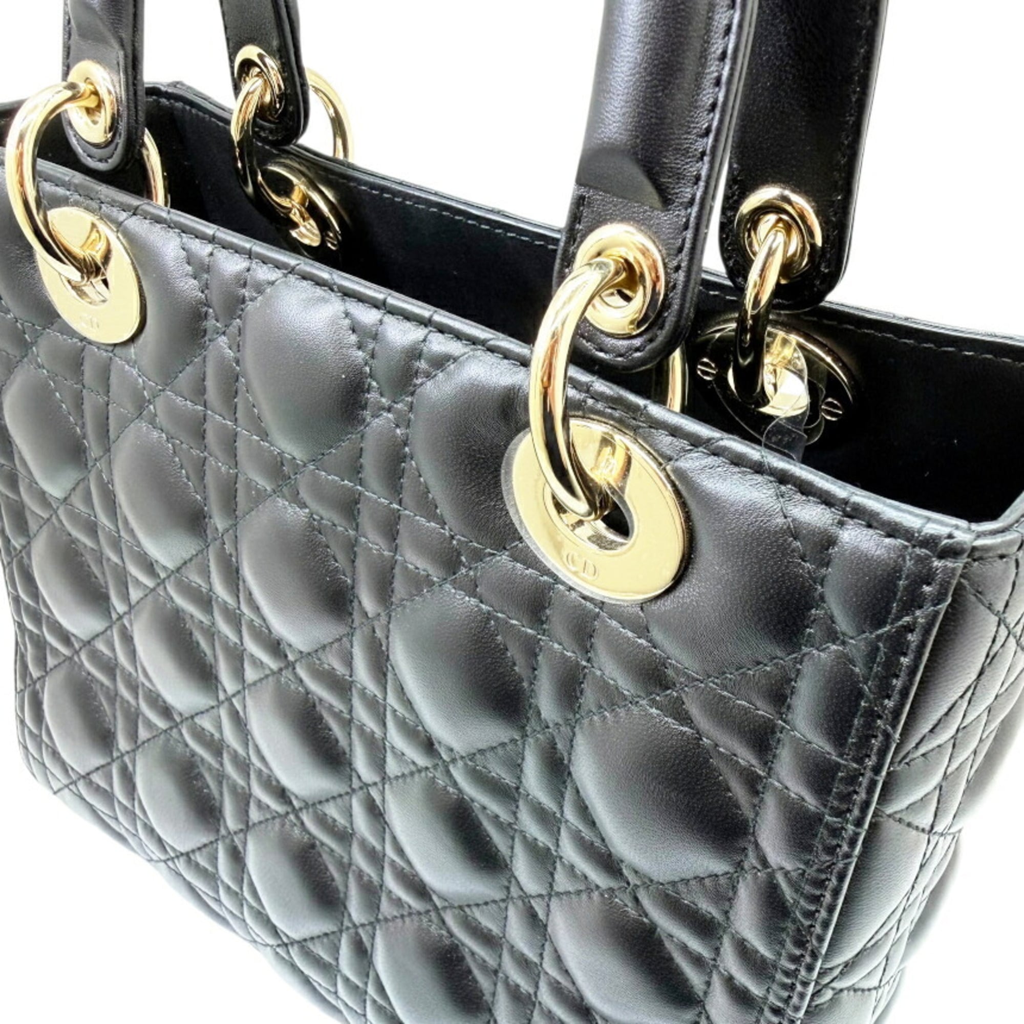 Christian Dior Black Leather Handbag Shoulder Bag (Pre-Owned)