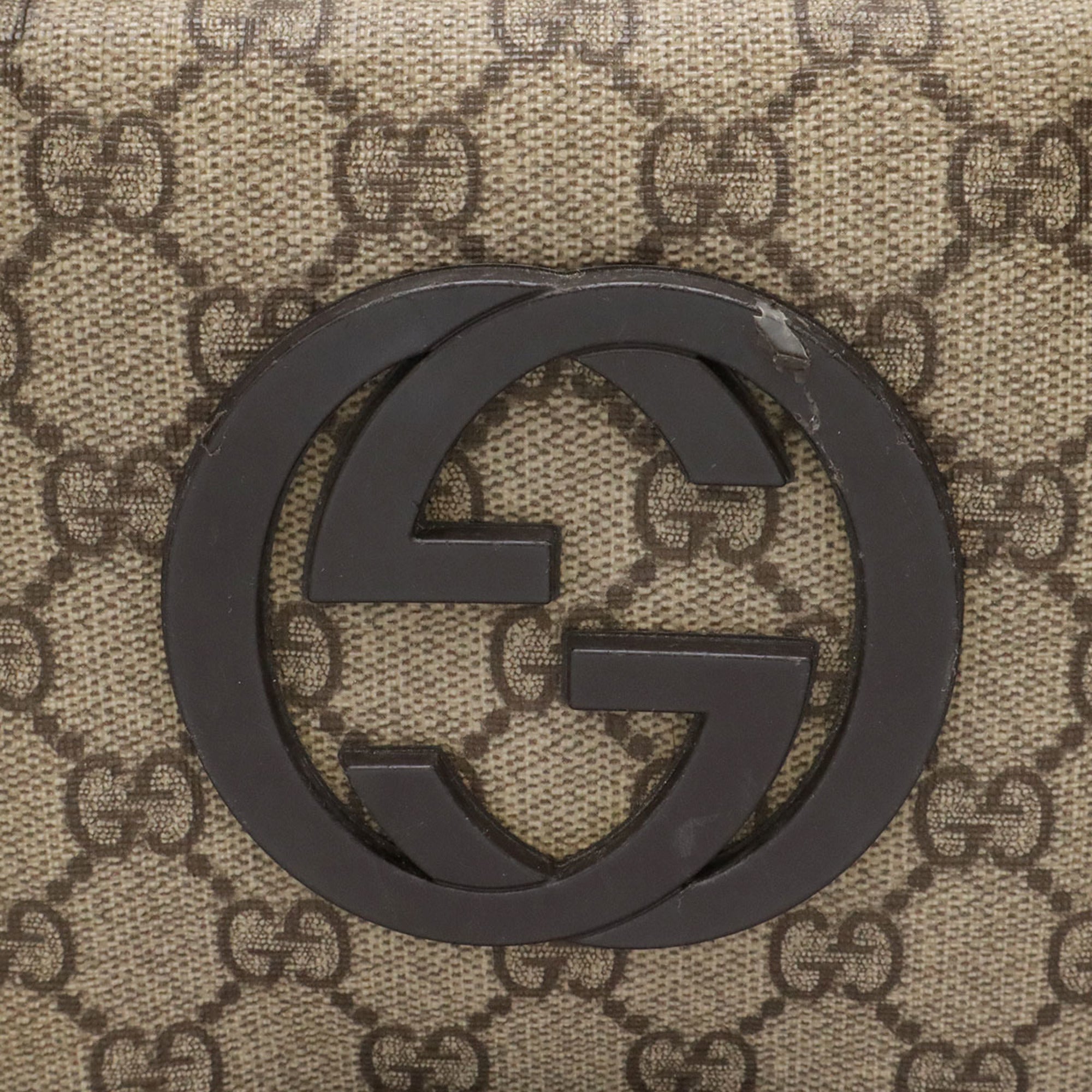Gucci Beige Dark Brown Khaki Gg Supreme Canvas Leather Handbag Shoulder Bag (Pre-Owned)