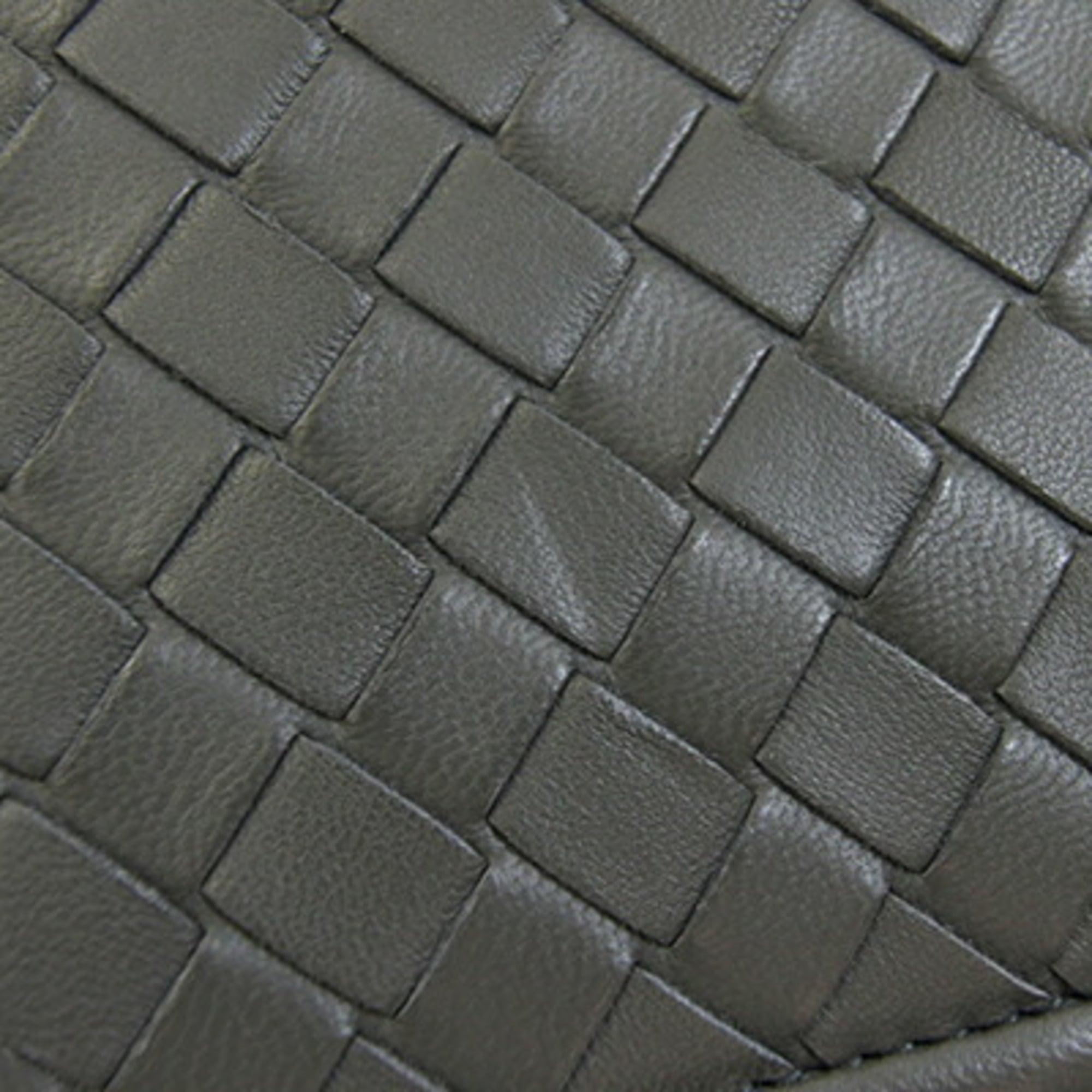 Bottega Veneta Intrecciato Dark Gray Leather Clutch Bag Shoulder Bag (Pre-Owned)