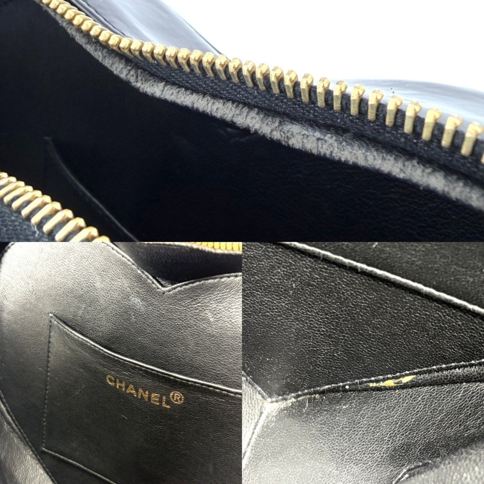 Chanel Matelasse Black Patent Leather Handbag (Pre-Owned)