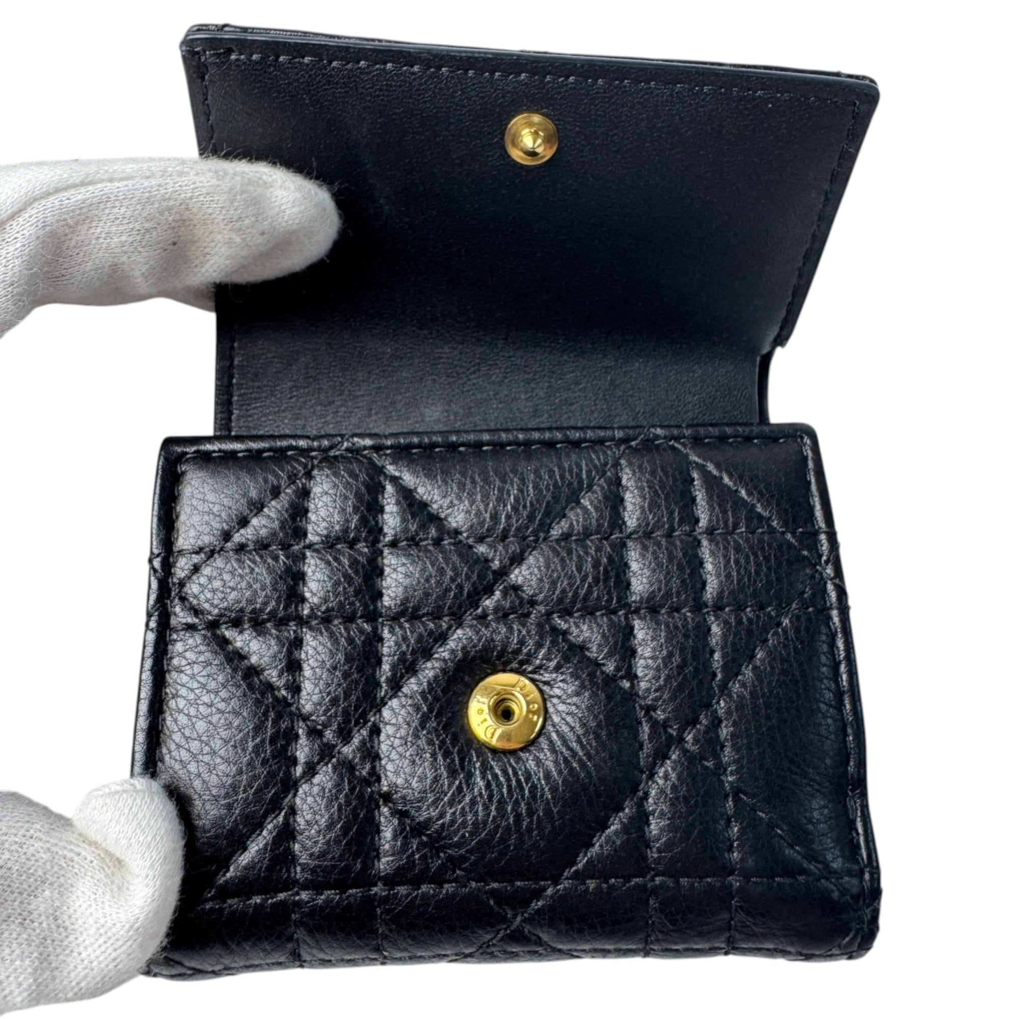 Christian Dior Black Leather Wallet (Tri-Fold) (Pre-Owned)