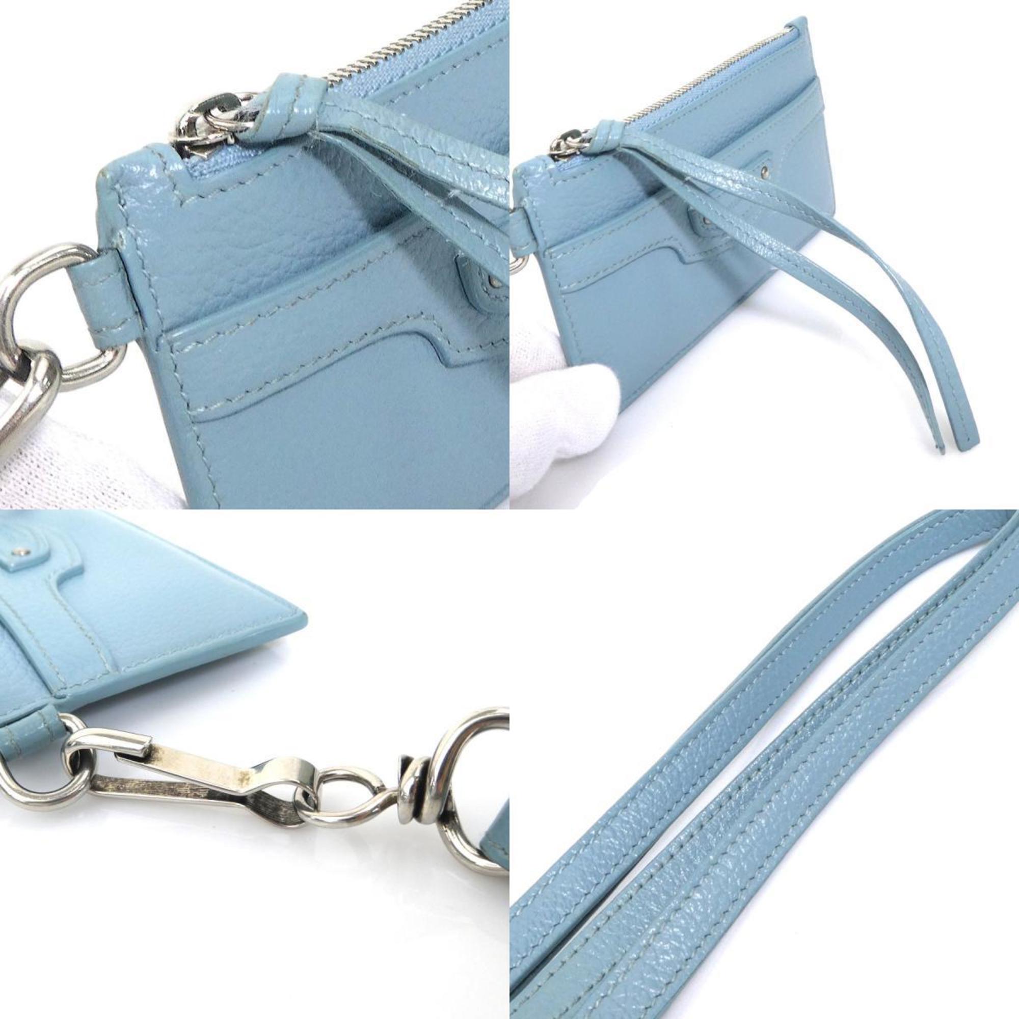 Balenciaga Light Blue Leather Coin Purse/Coin Case (Pre-Owned)