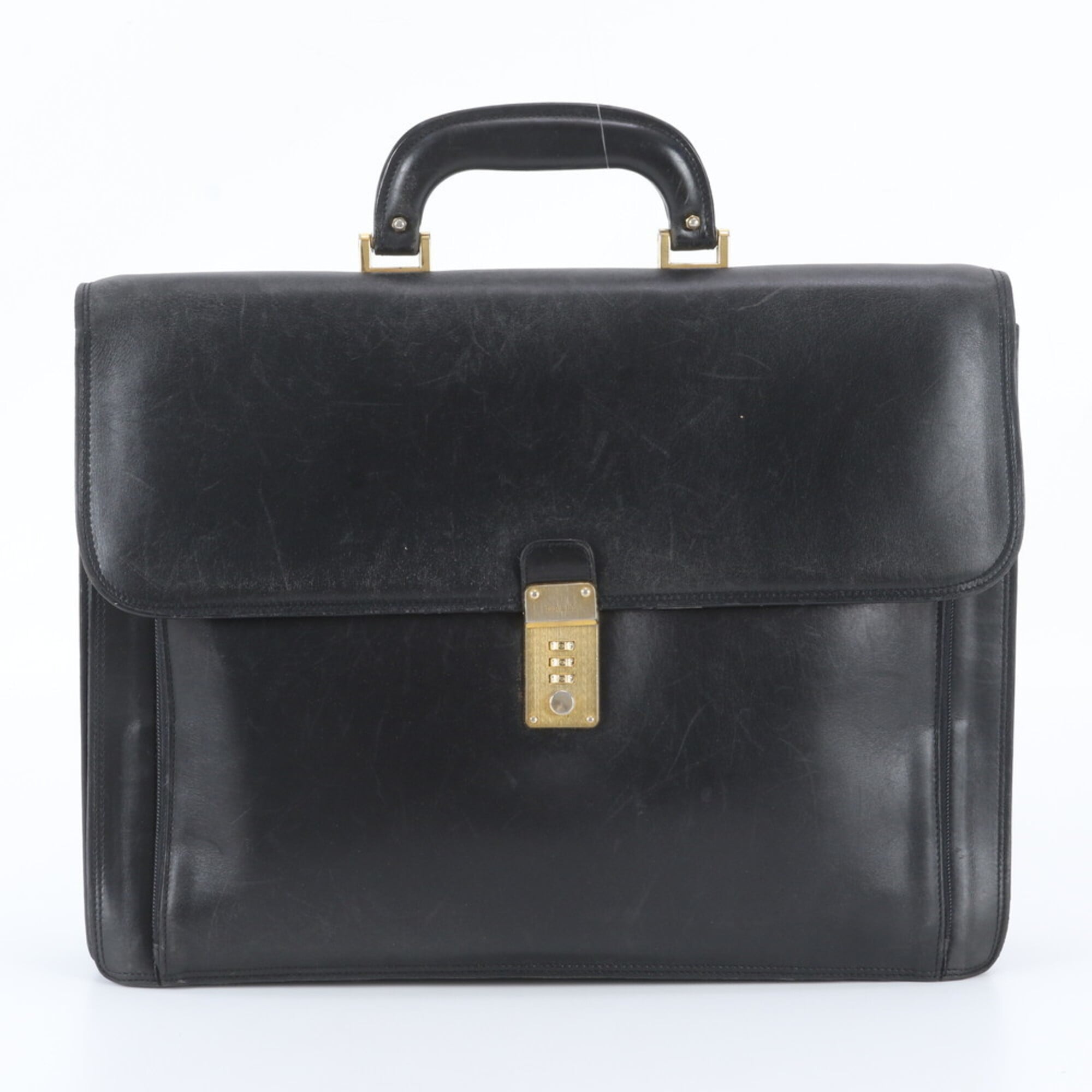 Bally Black Leather Briefcase Tote Bag (Pre-Owned)