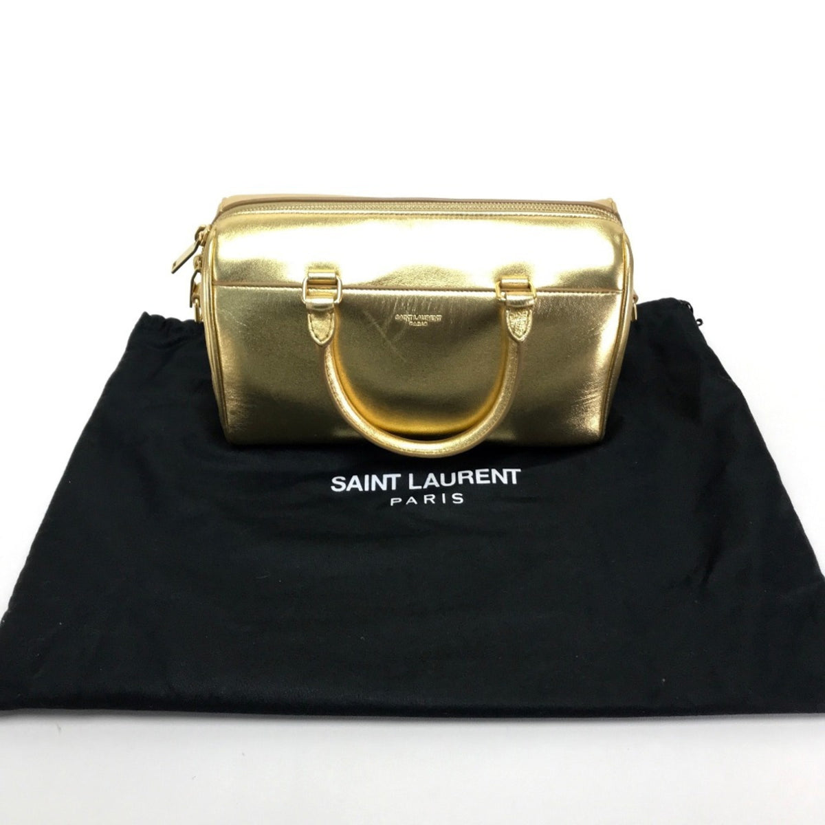 Saint Laurent Gold Leather Handbag Shoulder Bag (Pre-Owned)