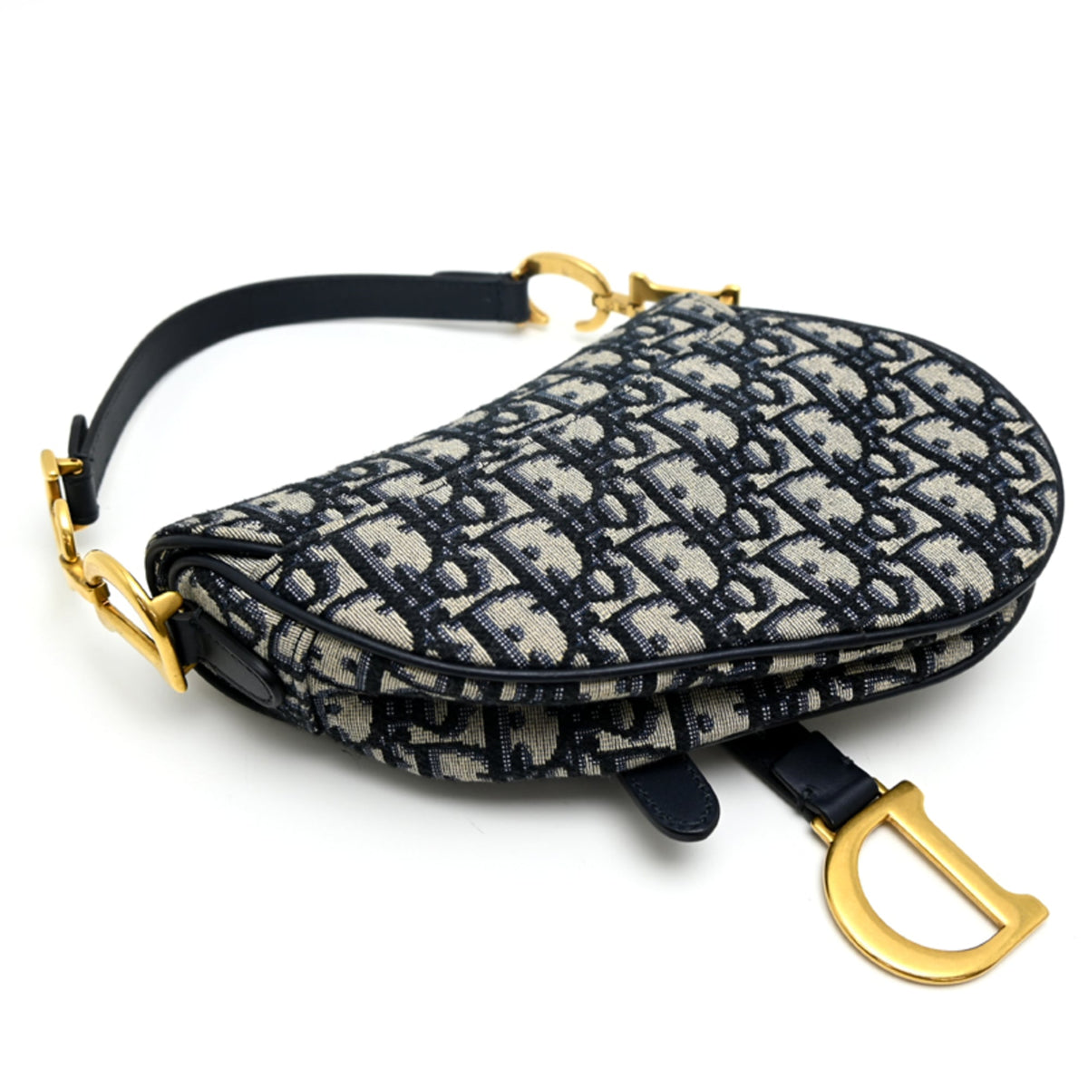 Christian Dior Navy Canvas Handbag Saddle Bag (Pre-Owned)