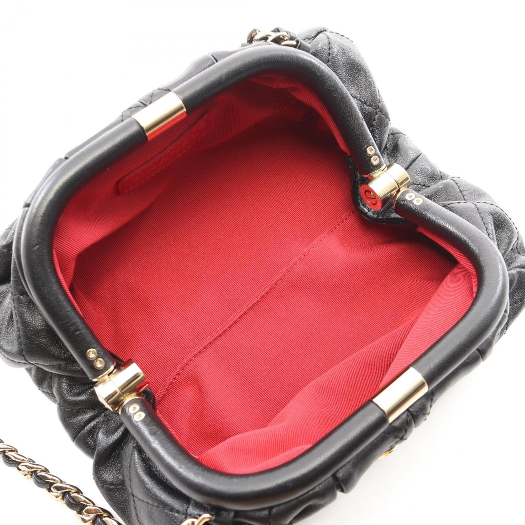 Chanel Black Leather Handbag Shoulder Bag (Pre-Owned)