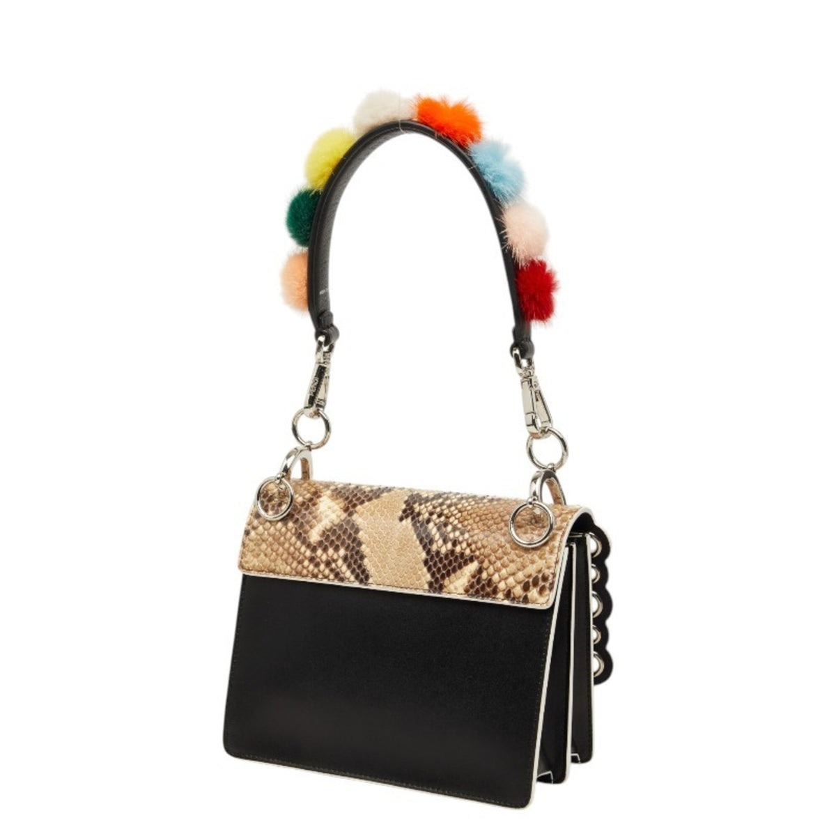 Fendi Black Brown Leather Handbag Shoulder Bag (Pre-Owned)