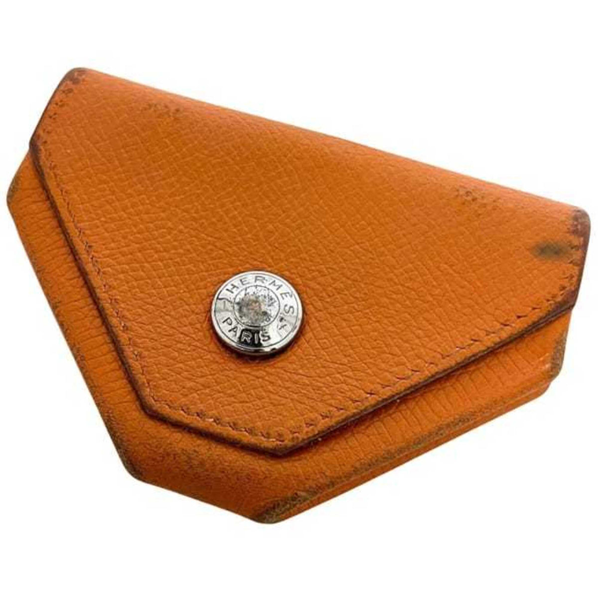 Hermes Orange Leather Epsom Leather Coin Purse/Coin Case (Pre-Owned)