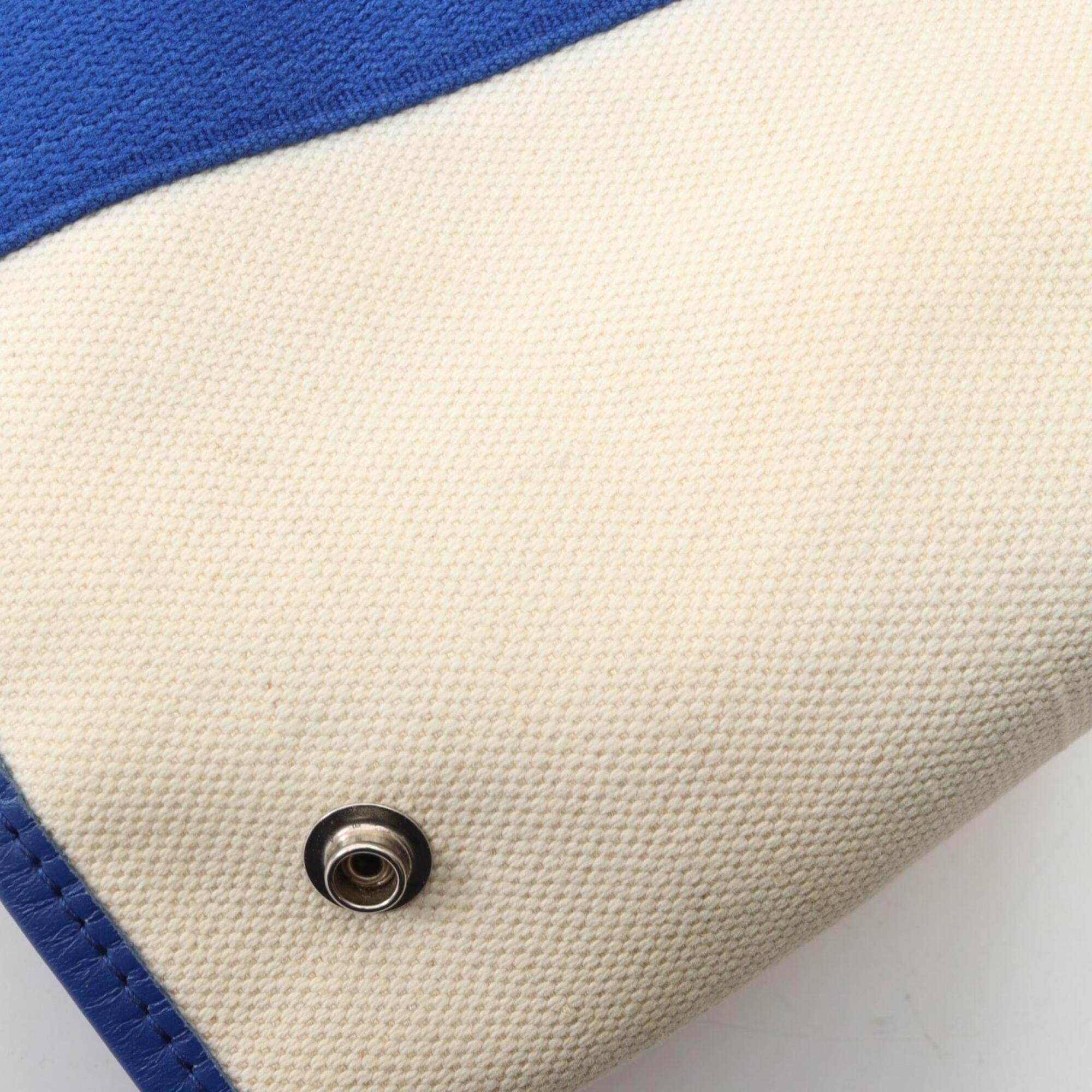 Balenciaga Blue White Canvas Leather Handbag Pouch Tote Bag (Pre-Owned)