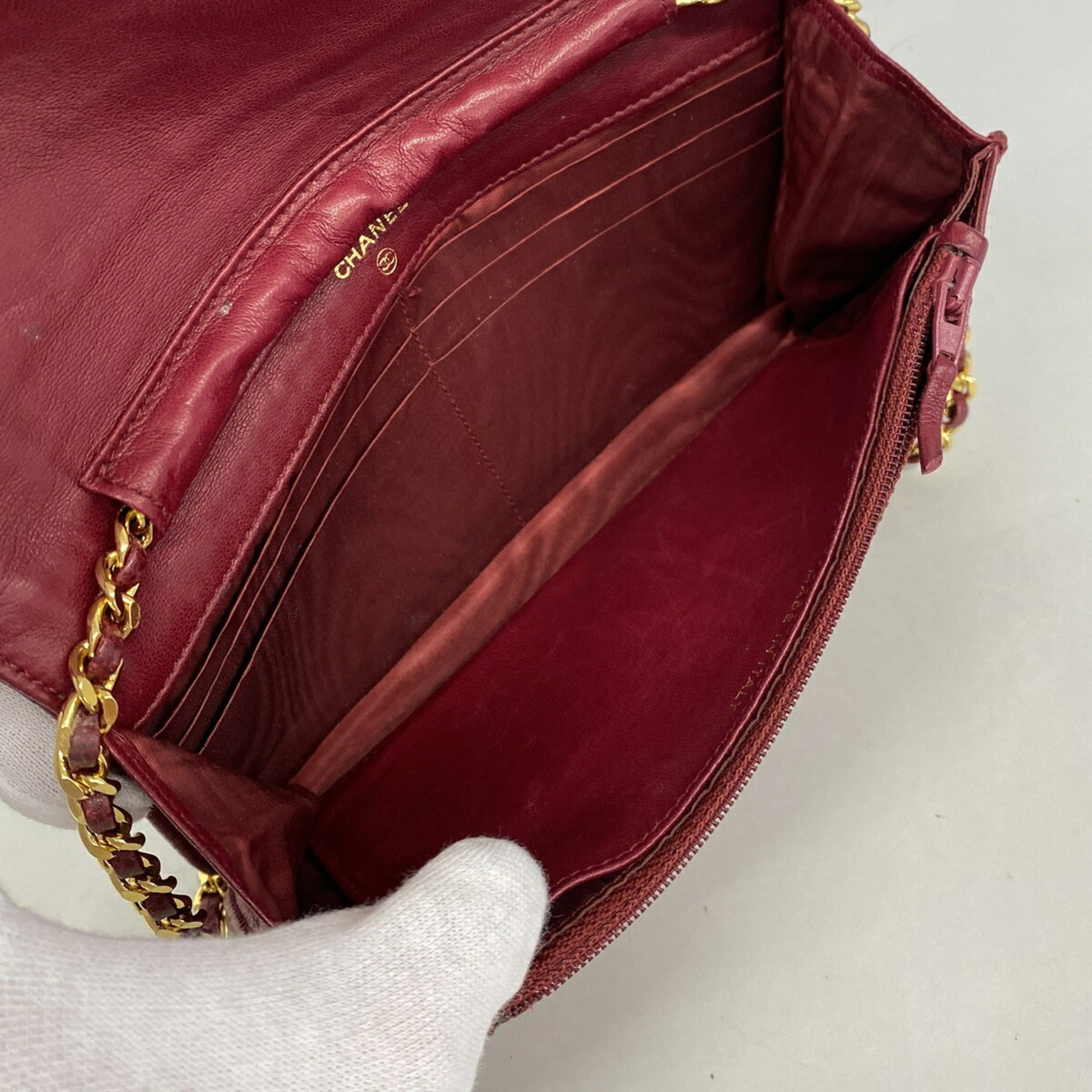 Chanel Bordeaux Grained Calfskin Chain/Shoulder Wallet (Pre-Owned)