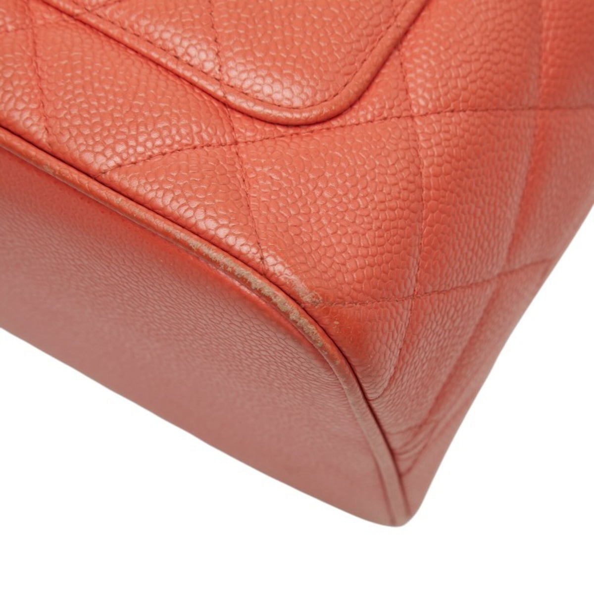 Chanel Matelasse Orange Grained Calfskin Handbag Tote Bag (Pre-Owned)