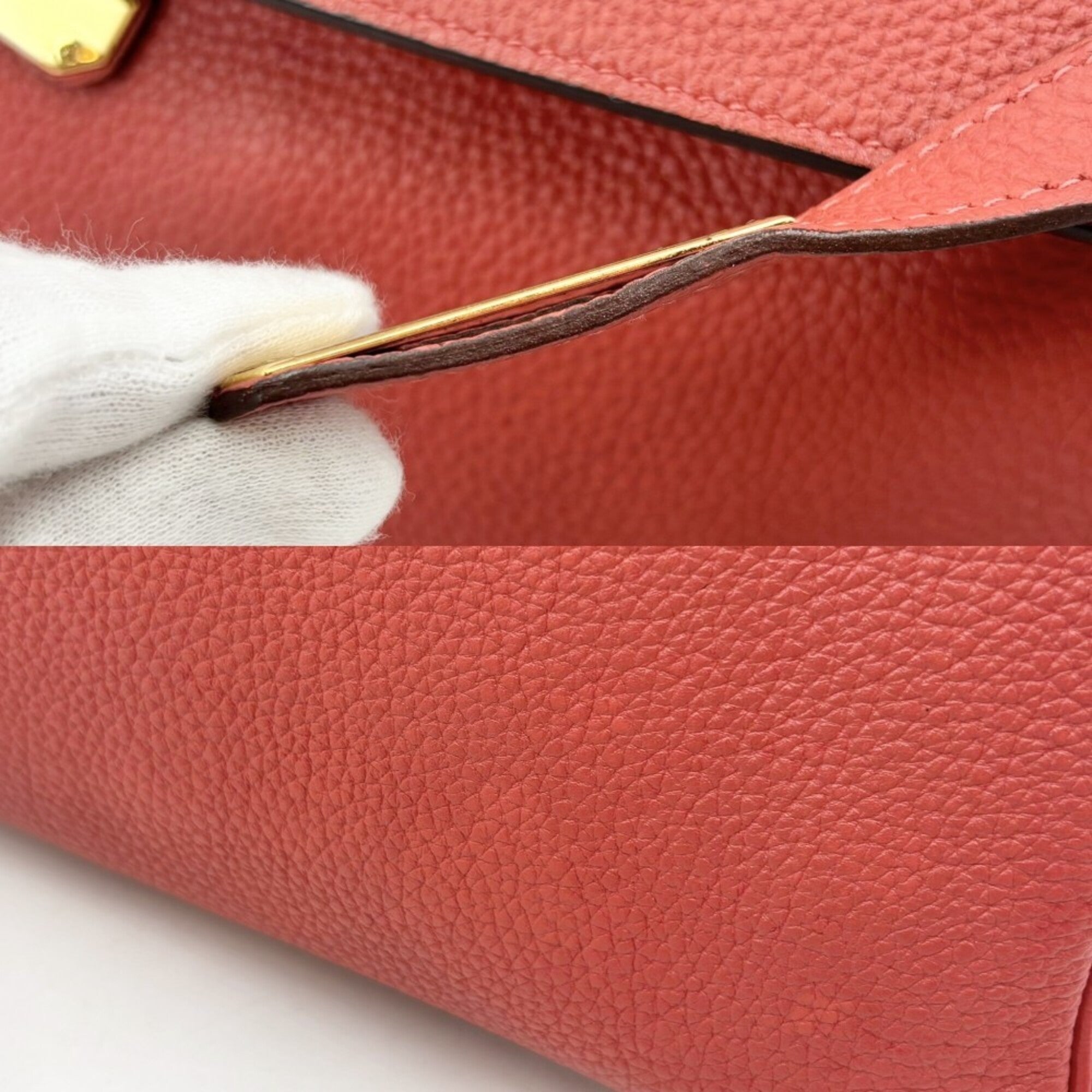 Hermes Orange Red Taurillon Clemence Leather Handbag Shoulder Bag (Pre-Owned)