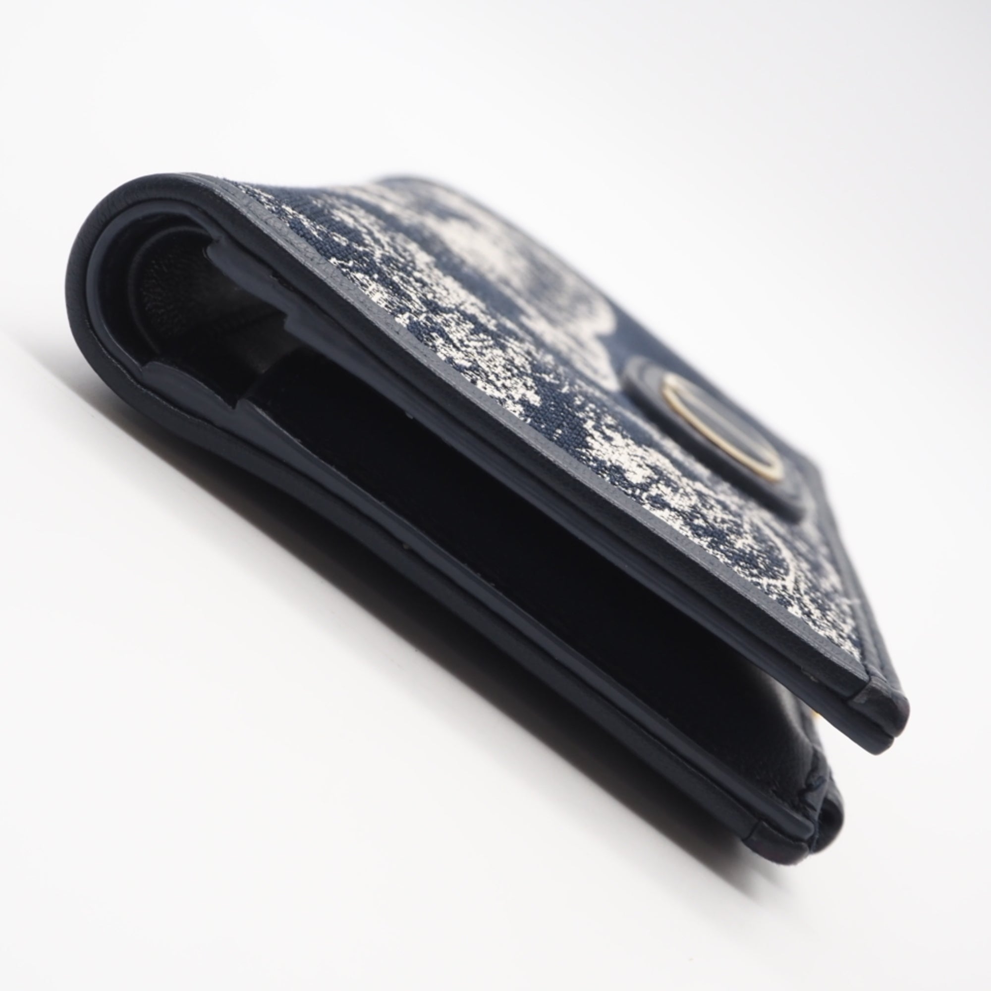 Christian Dior Navy White Cotton Leather Wallet (Bi-Fold) (Pre-Owned)