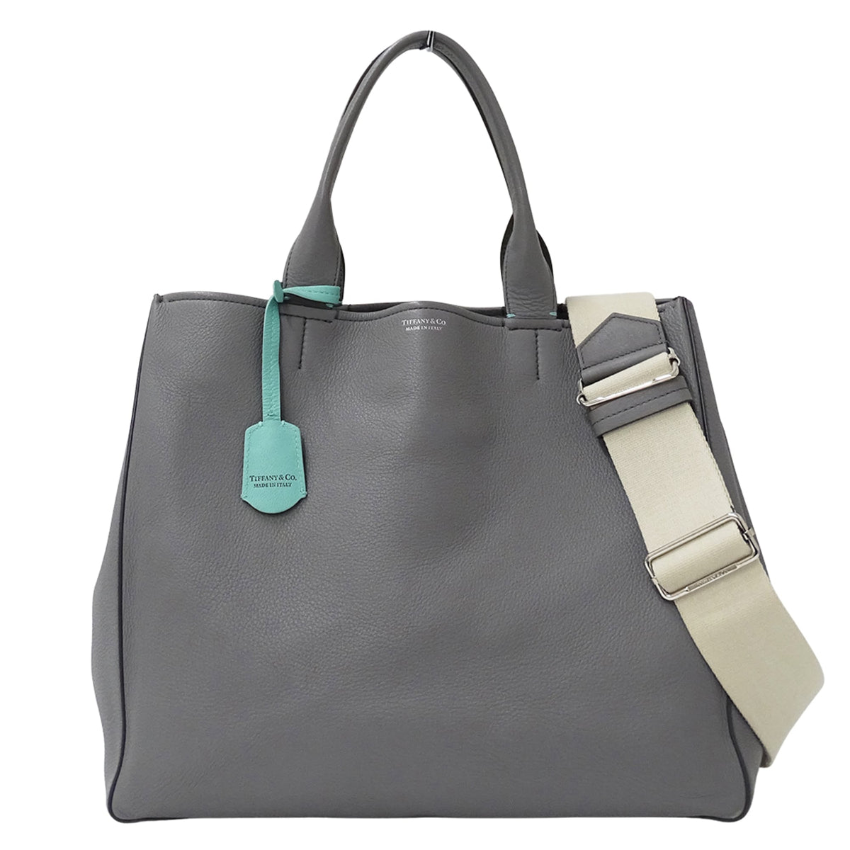Tiffany Gray Leather Handbag Shoulder Bag (Pre-Owned)