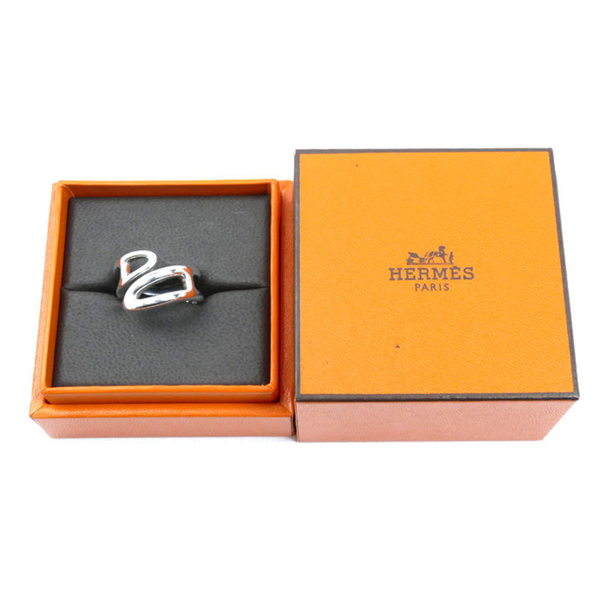 Hermes Silver 925 Band Ring (Pre-Owned)