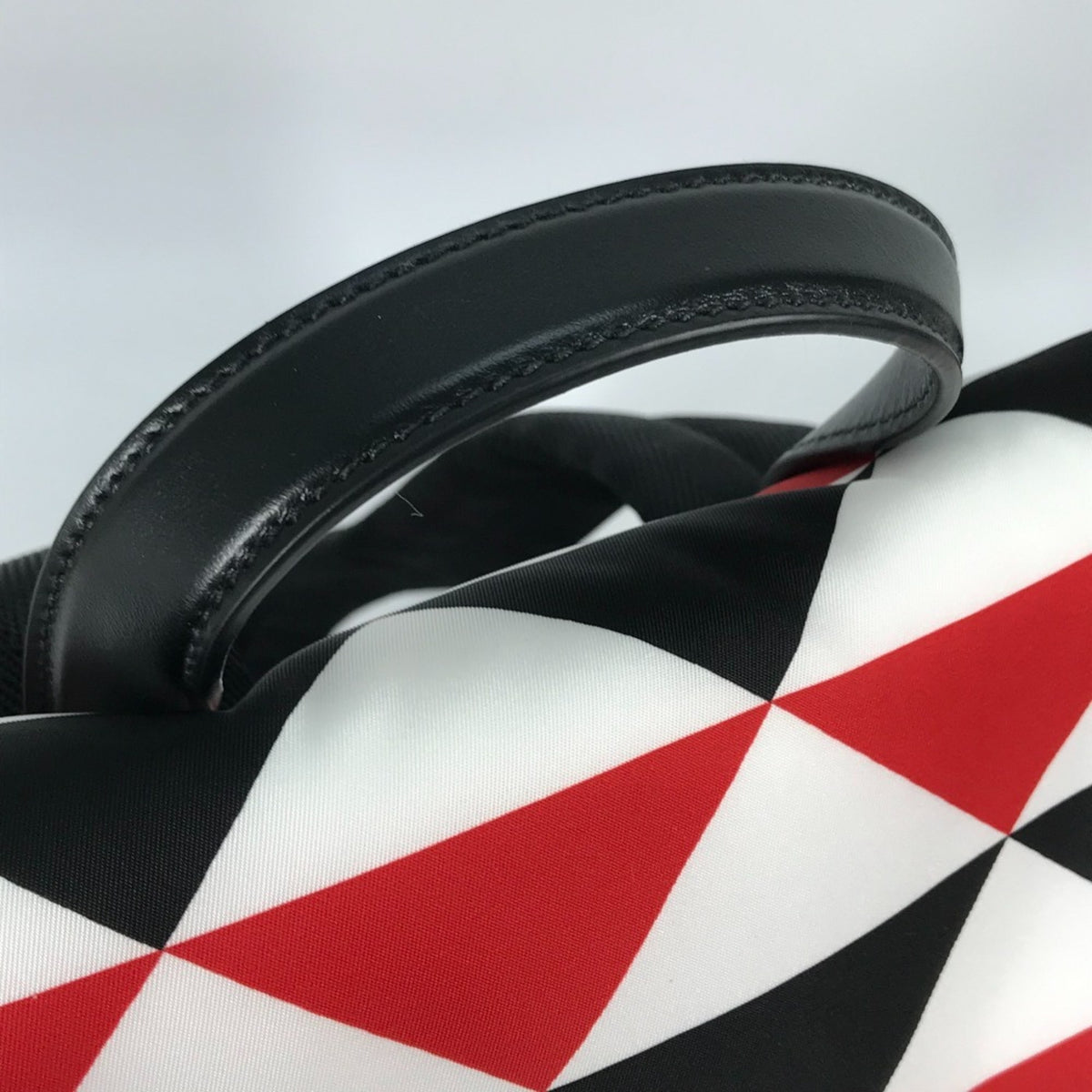 Prada Black Red Color White Nylon Backpack (Pre-Owned)