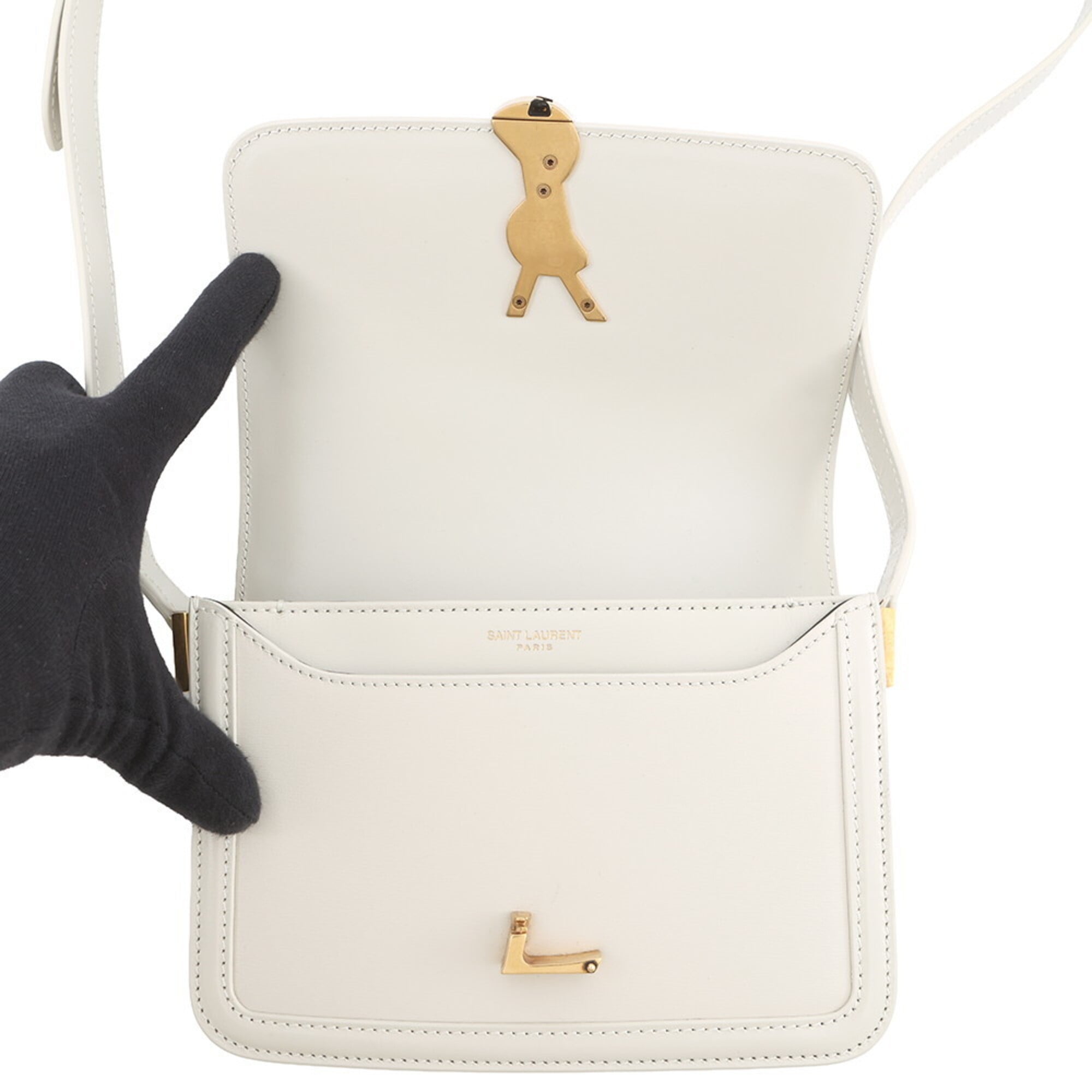 Saint Laurent Ivory White Leather Handbag Shoulder Bag (Pre-Owned)