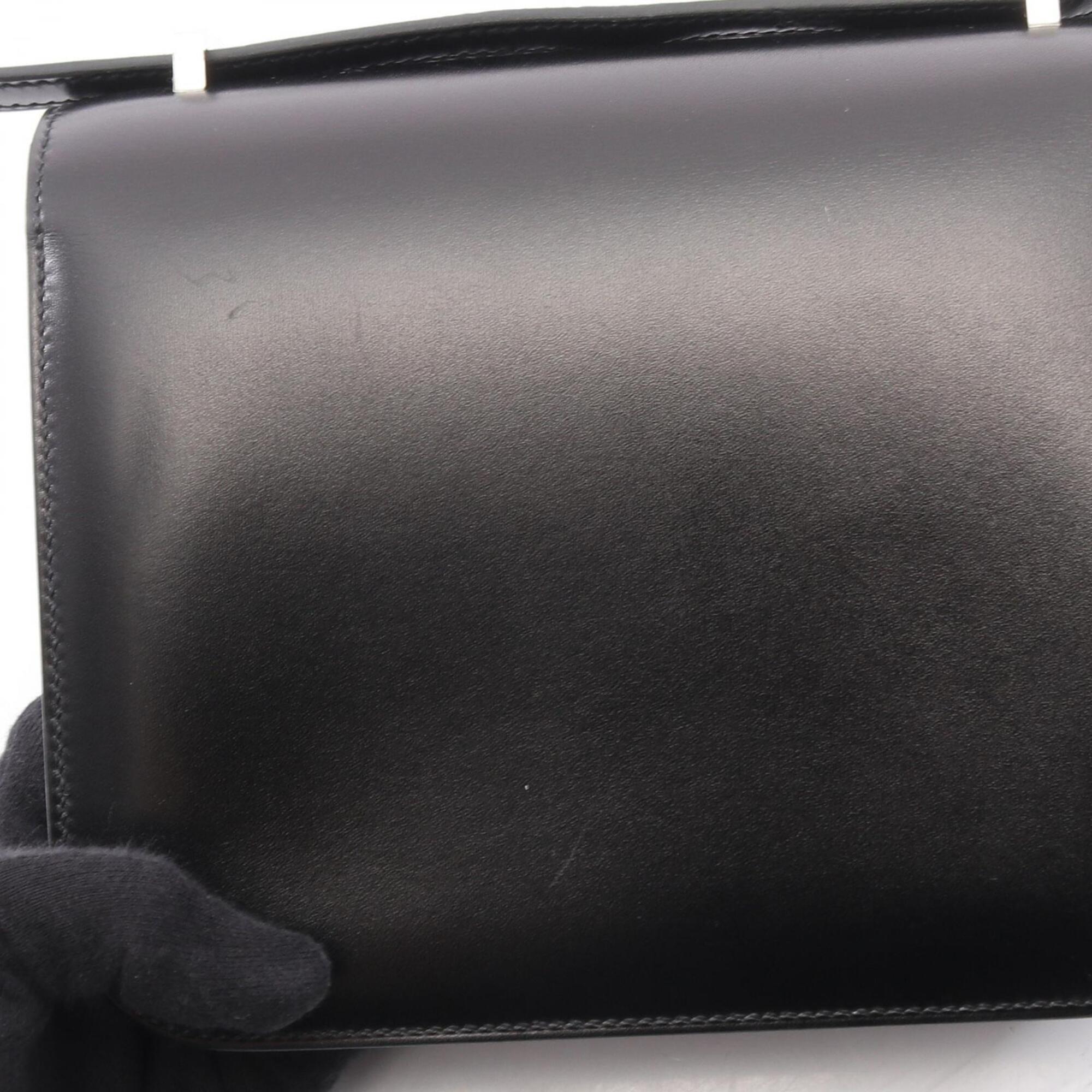Hermes Black Box Calf Leather Leather Handbag Shoulder Bag (Pre-Owned)