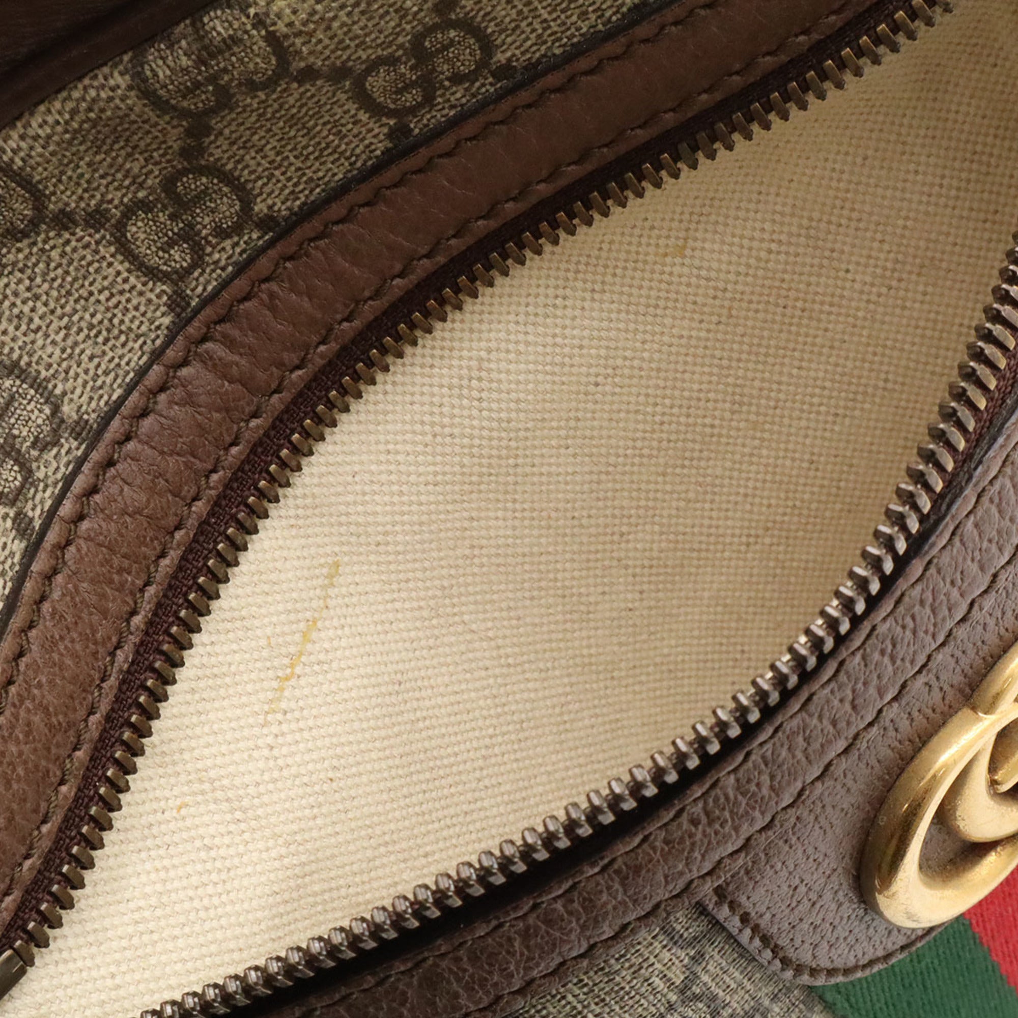 Gucci Beige Brown Green Red Color Yellow Gg Supreme Handbag (Pre-Owned)