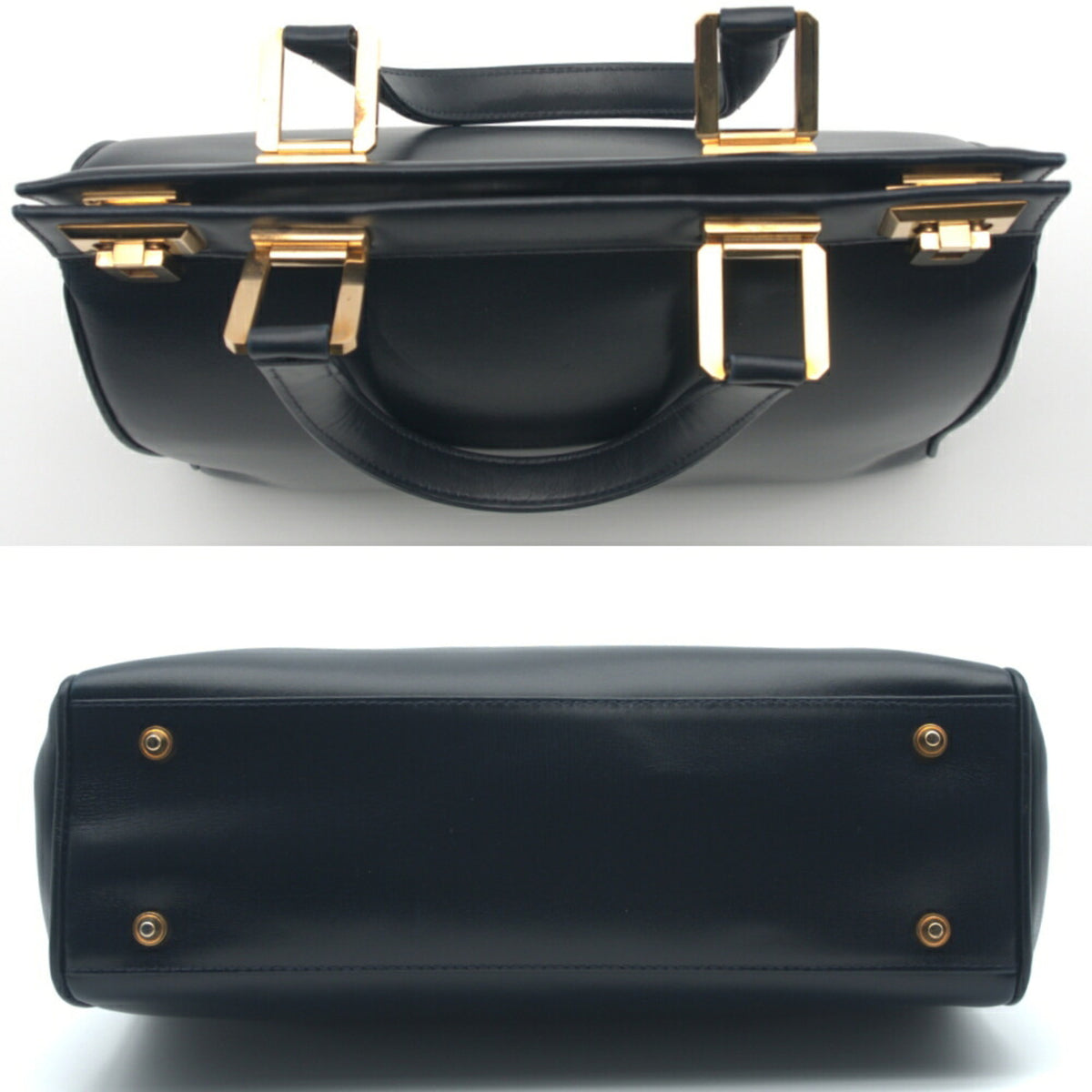Gucci Dark Navy Leather Tote Bag (Pre-Owned)